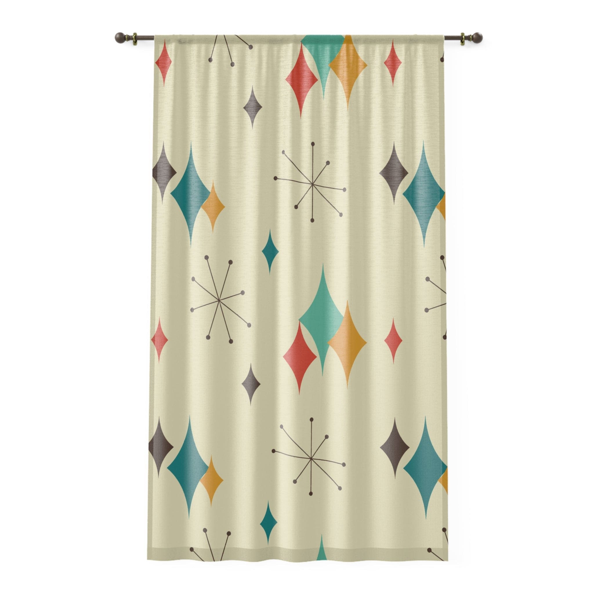 Kate McEnroe New York Mid Century Modern Franciscan Starburst Window Curtains, Atomic Age Design, Retro Groovy Curtain Panel, Vintage 50s Vibe, Funky DraperiesWindow Curtains13423647725679264746