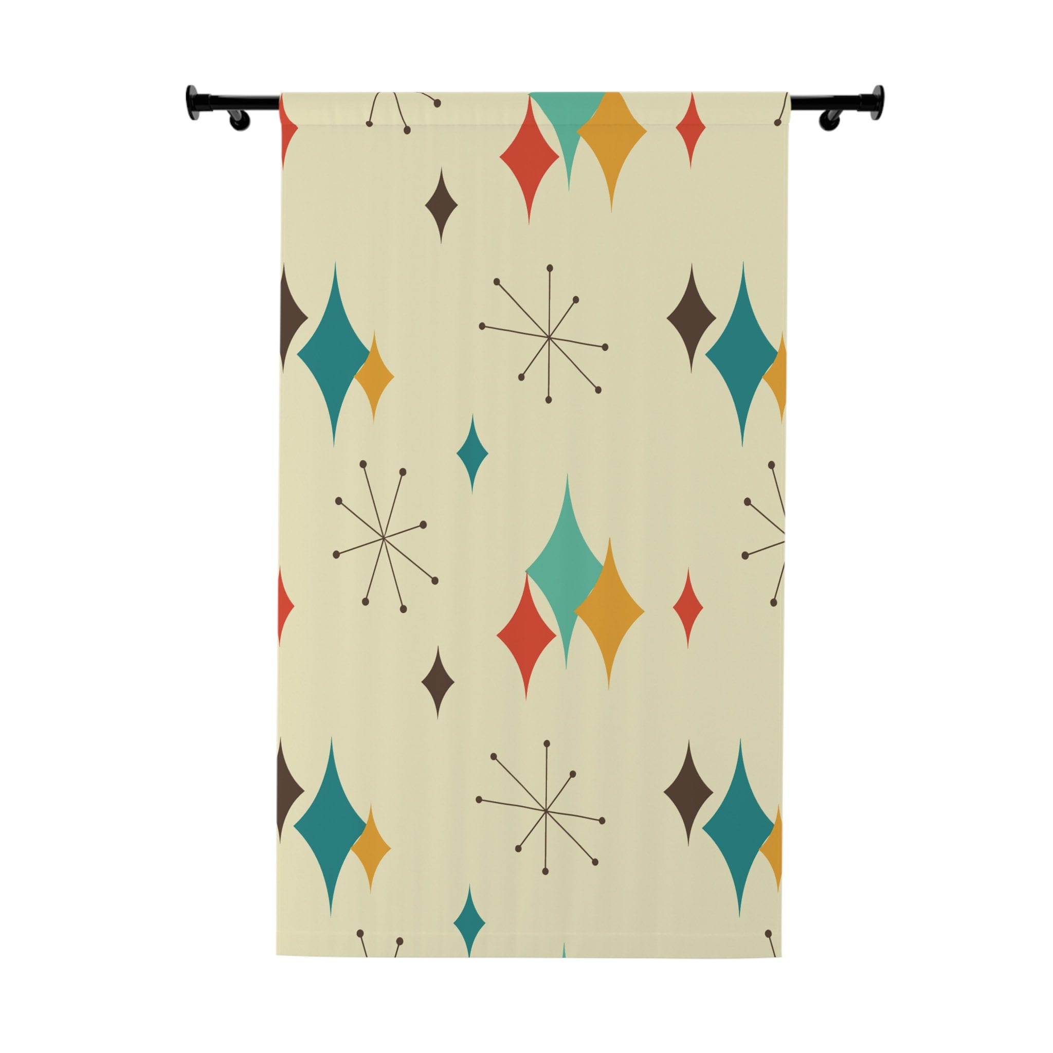 Kate McEnroe New York Mid Century Modern Franciscan Starburst Window Curtains, Retro Groovy Curtain Panel, Vintage 50s Vibe, Funky Draperies, Atomic Age DesignWindow CurtainsW3S - FSB - OTH - B04