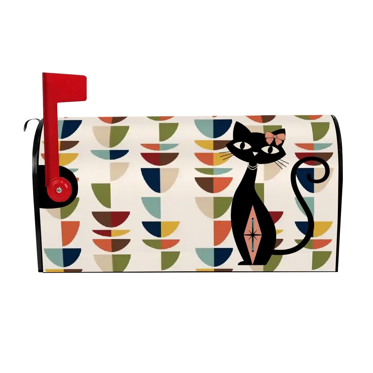 Kate McEnroe New York Mid Century Modern Geometric Atomic Cat Magnetic Mailbox CoverMailbox CoversQgHTZxa9US
