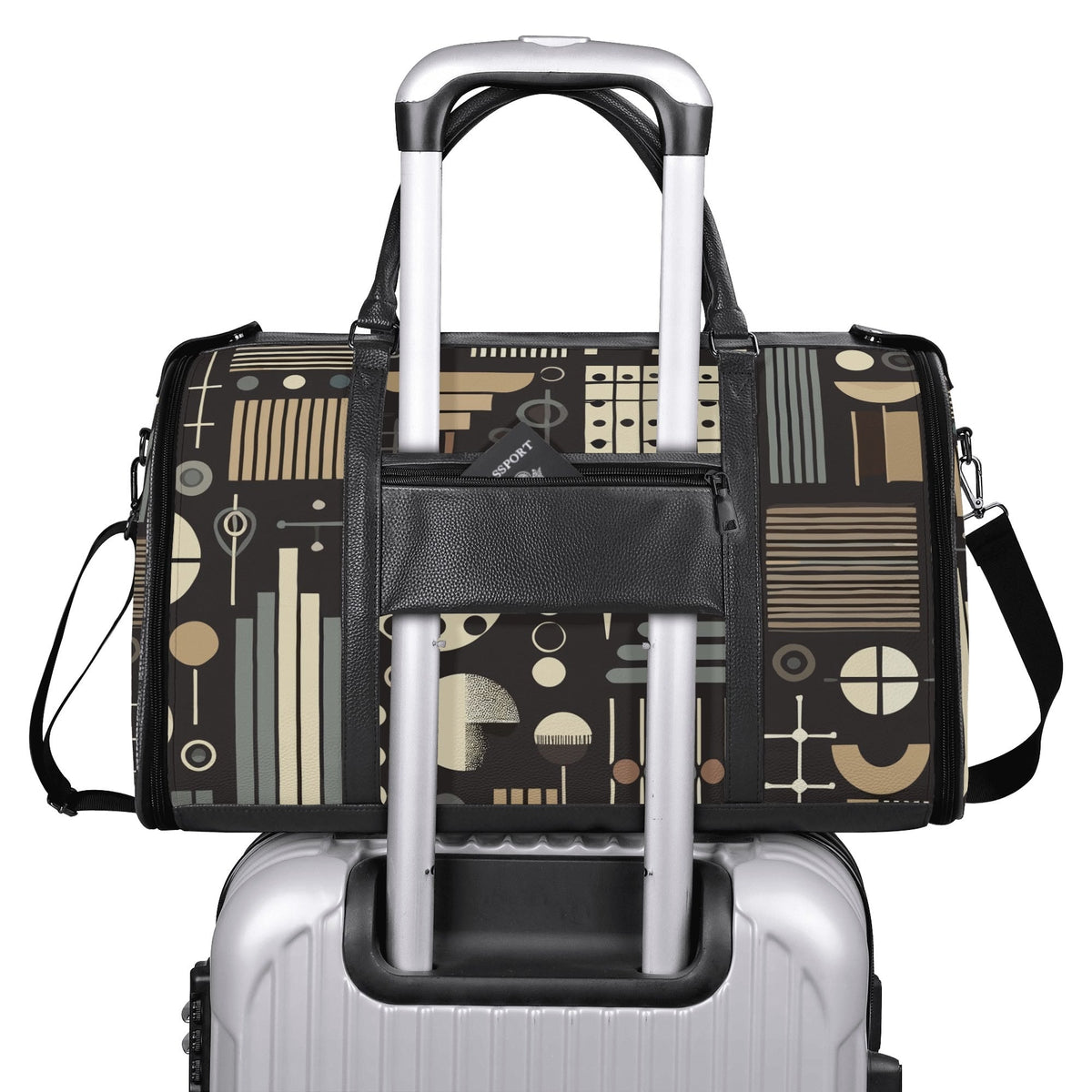 Kate McEnroe New York Mid Century Modern Geometric Duffel Bag, Foldable Travel Weekender, Mod Carry - OnDuffel BagsN4MEX4GW - 1