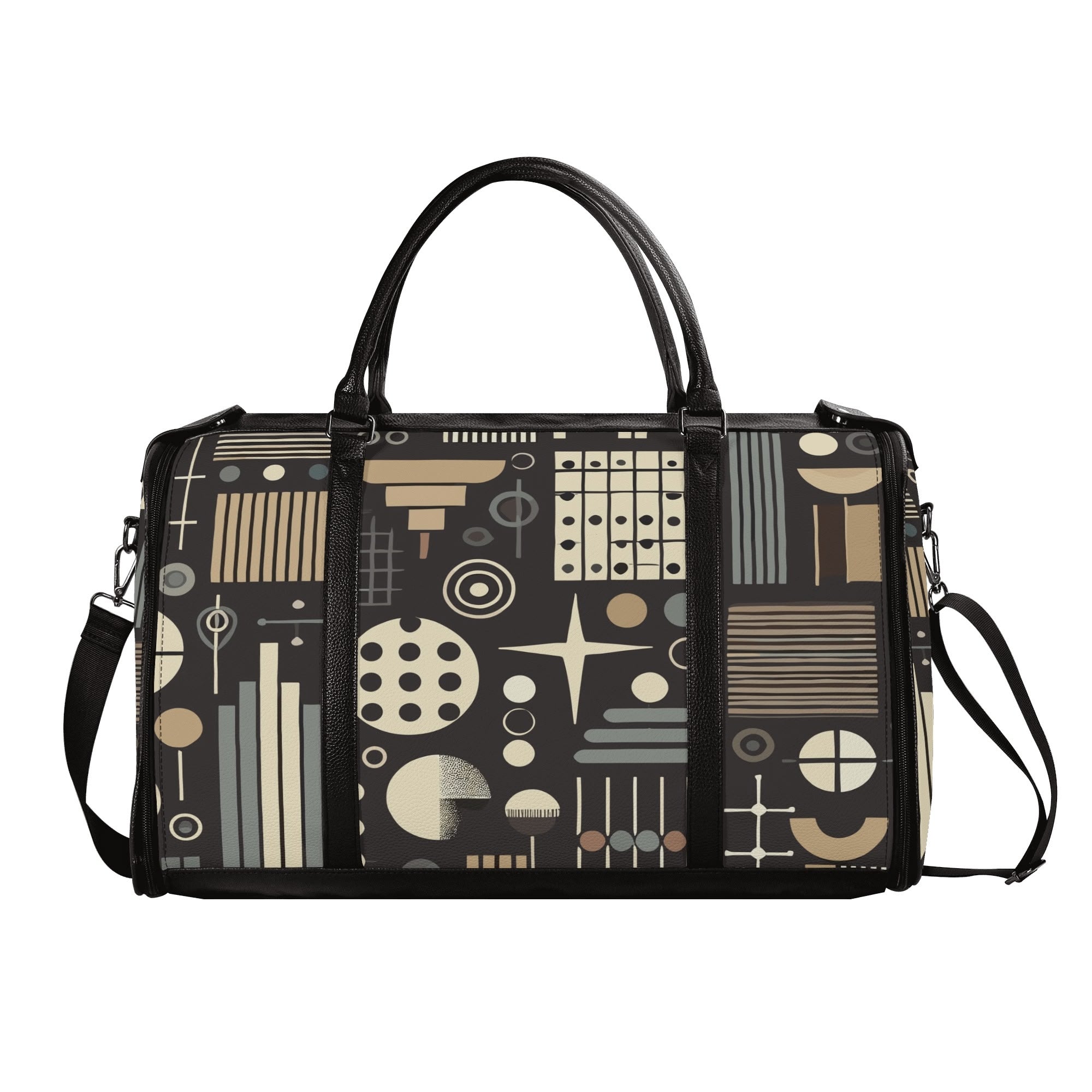 Kate McEnroe New York Mid Century Modern Geometric Duffel Bag, Foldable Travel Weekender, Mod Carry - OnDuffel BagsN4MEX4GW - 2