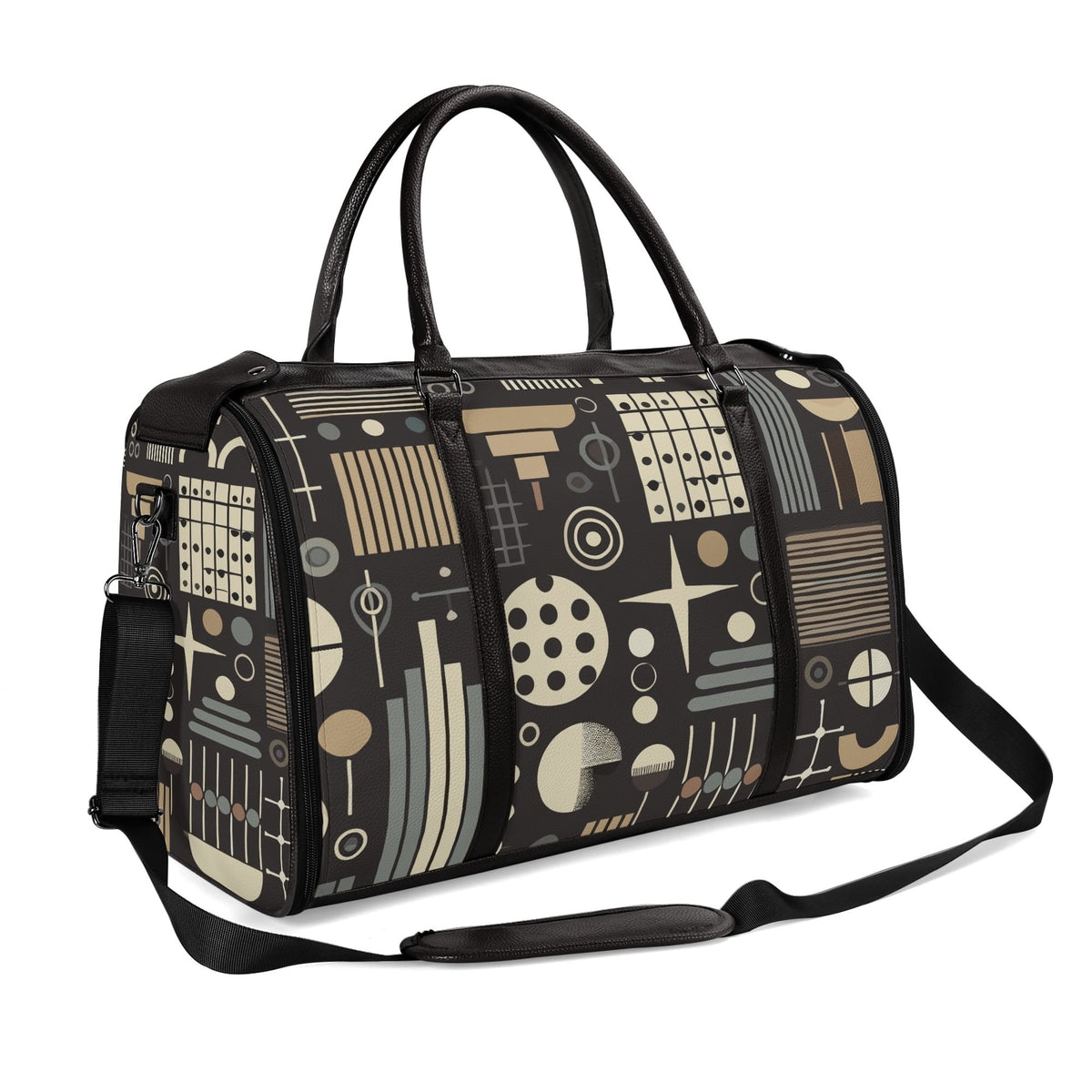 Kate McEnroe New York Mid Century Modern Geometric Duffel Bag, Foldable Travel Weekender, Mod Carry - OnDuffel BagsN4MEX4GW - 2