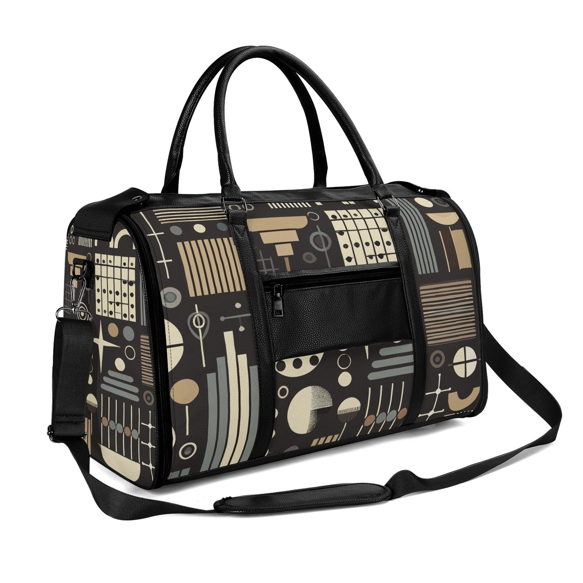 Kate McEnroe New York Mid Century Modern Geometric Duffel Bag, Foldable Travel Weekender, Mod Carry - OnDuffel BagsN4MEX4GW - 2