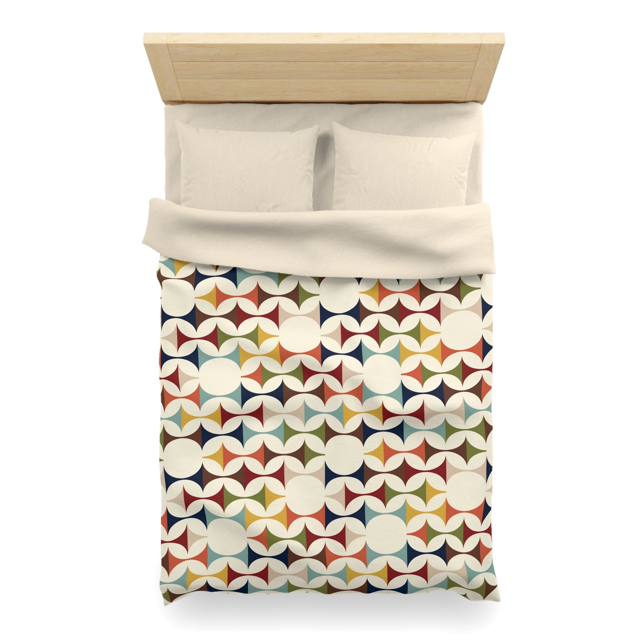 Kate McEnroe New York Mid Century Modern Geometric Duvet Cover, 60s Retro MCM Cream, Teal, Mustard, Rust Color Block BeddingDuvet Covers29146081151225855188
