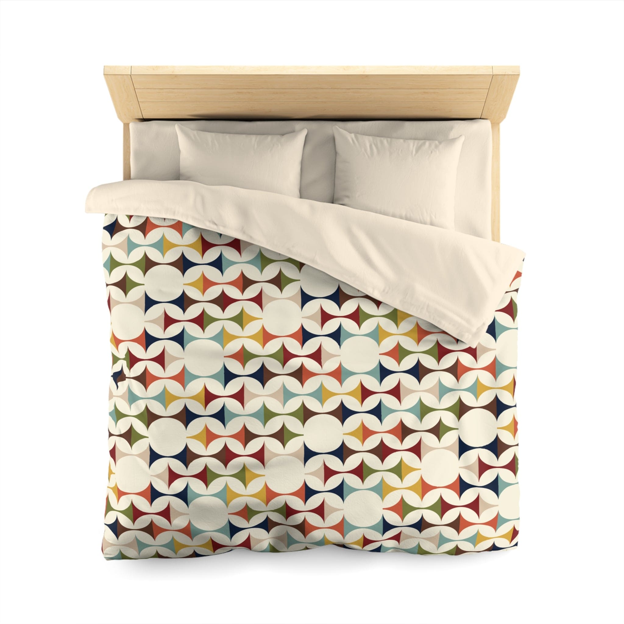 Kate McEnroe New York Mid Century Modern Geometric Duvet Cover, 60s Retro MCM Cream, Teal, Mustard, Rust Color Block BeddingDuvet Covers29146081151225855188