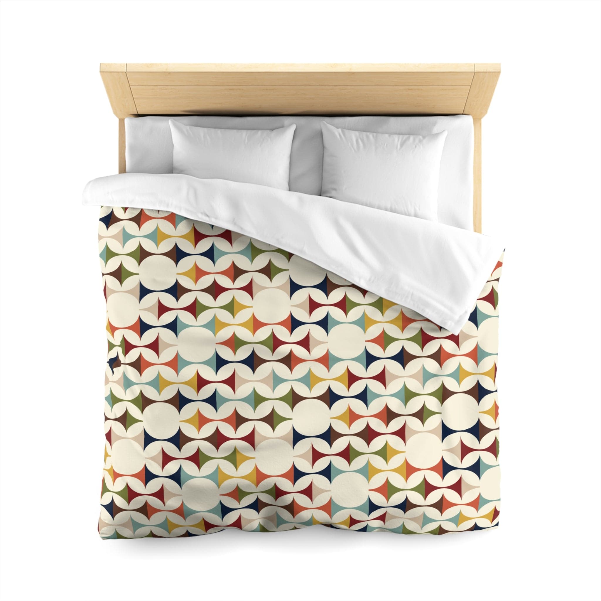Kate McEnroe New York Mid Century Modern Geometric Duvet Cover, 60s Retro MCM Cream, Teal, Mustard, Rust Color Block BeddingDuvet Covers29146081151225855188