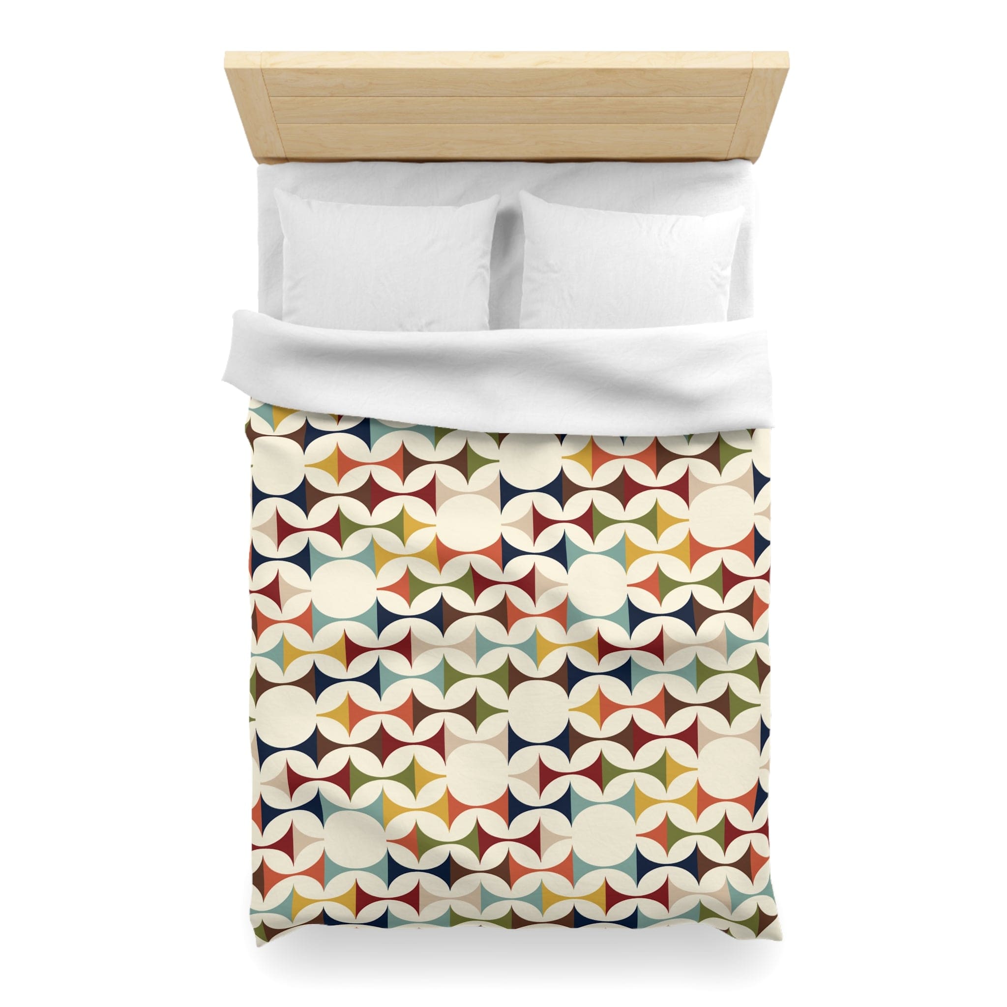 Kate McEnroe New York Mid Century Modern Geometric Duvet Cover, 60s Retro MCM Cream, Teal, Mustard, Rust Color Block BeddingDuvet Covers29146081151225855188
