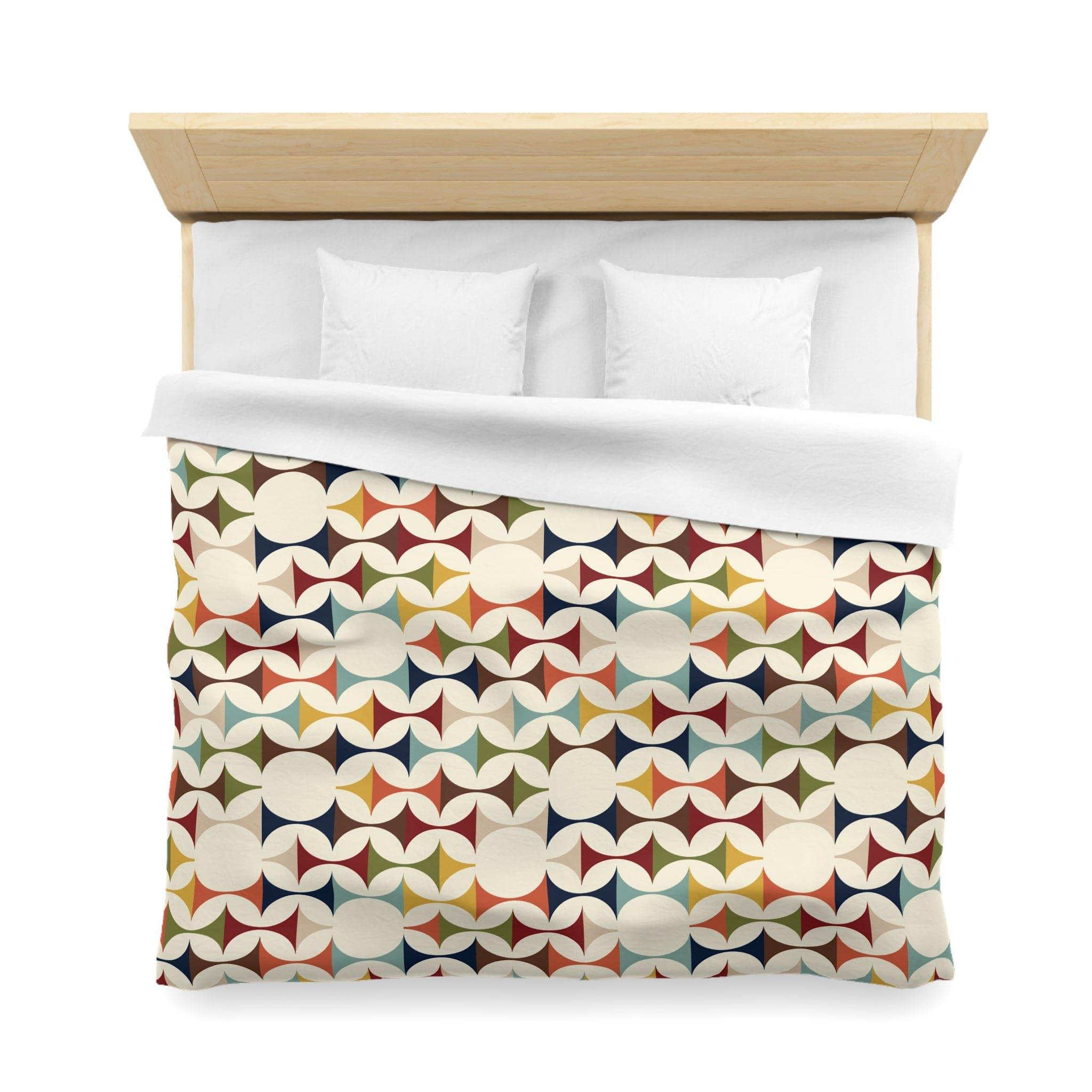 Kate McEnroe New York Mid Century Modern Geometric Duvet Cover, 60s Retro MCM Cream, Teal, Mustard, Rust Color Block BeddingDuvet Covers29146081151225855188