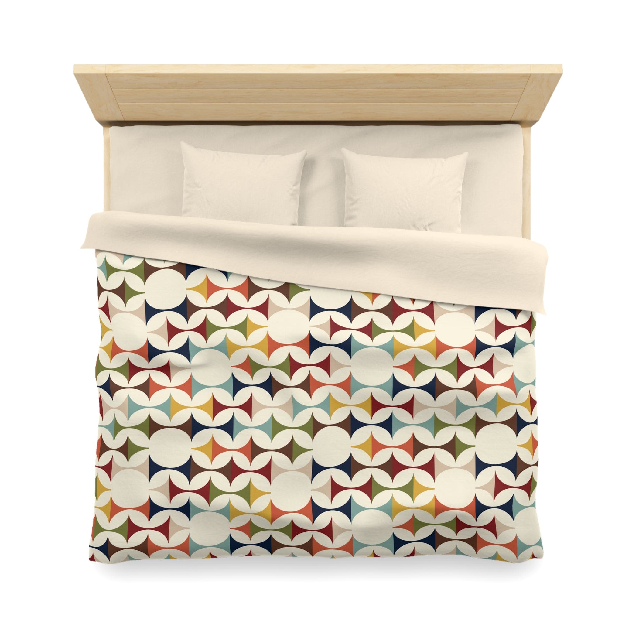 Kate McEnroe New York Mid Century Modern Geometric Duvet Cover, 60s Retro MCM Cream, Teal, Mustard, Rust Color Block BeddingDuvet Covers29146081151225855188