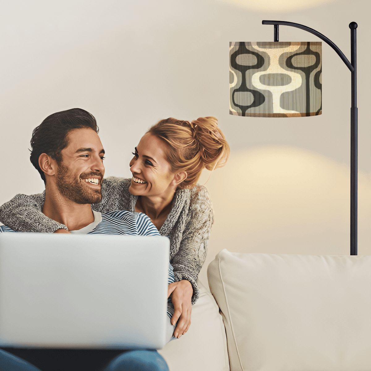 Kate McEnroe New York Mid Century Modern Geometric Gray Arc Floor LampArc Floor LampswVsS65mxsi