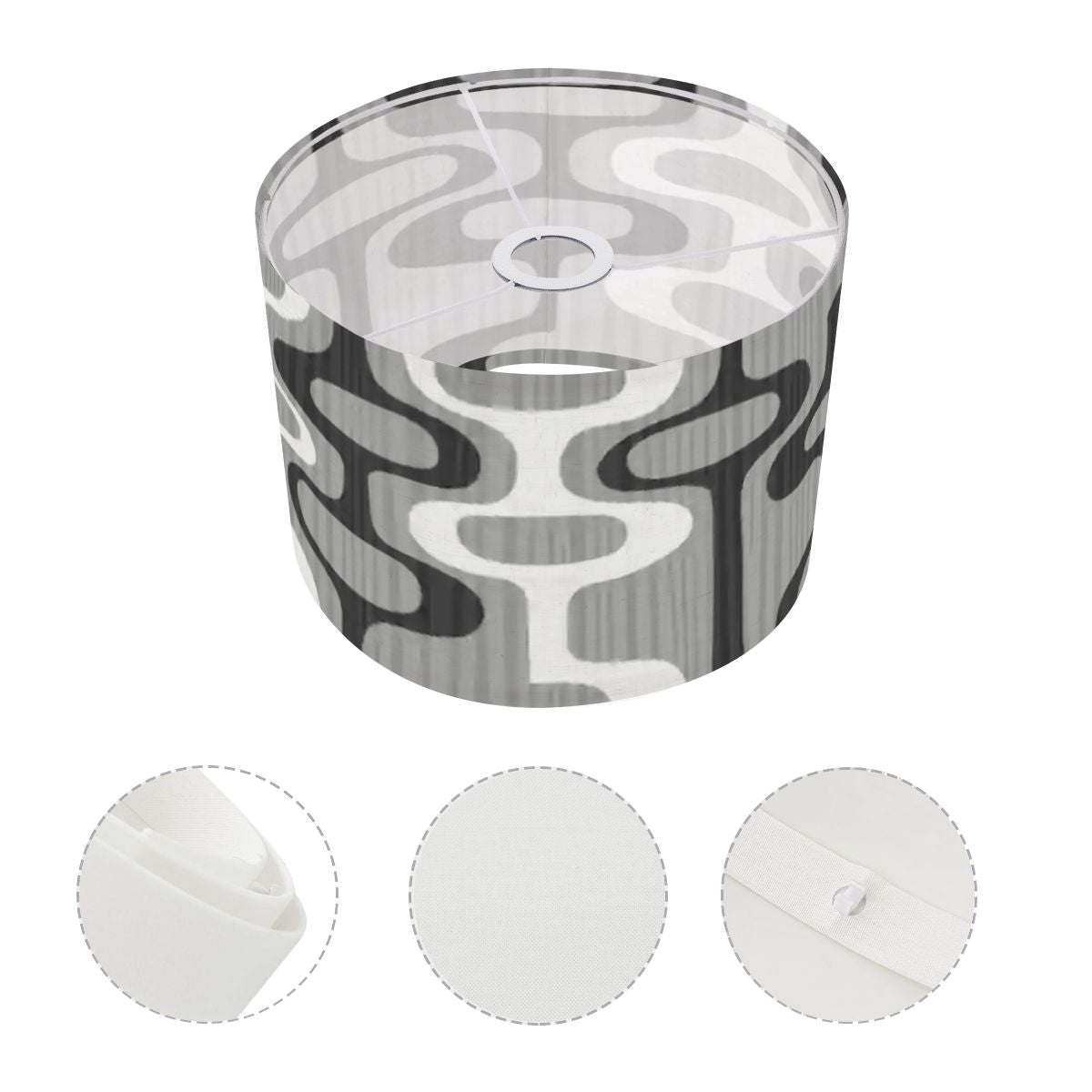 Kate McEnroe New York Mid Century Modern Geometric Gray Drum Lamp ShadeLamp ShadesnmCAgKCDN2