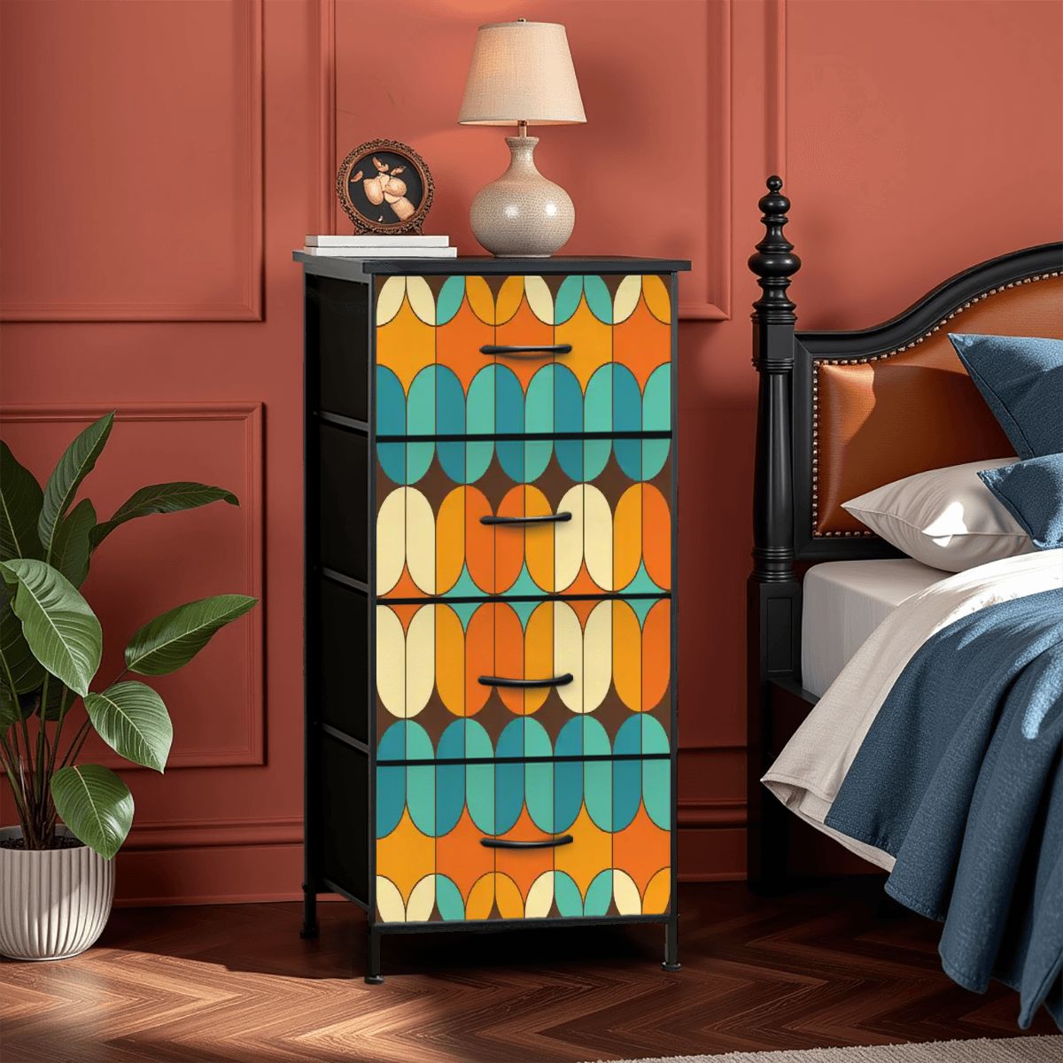 Kate McEnroe New York Mid Century Modern Geometric Orange Teal DresserDressers245Dz9tVtK
