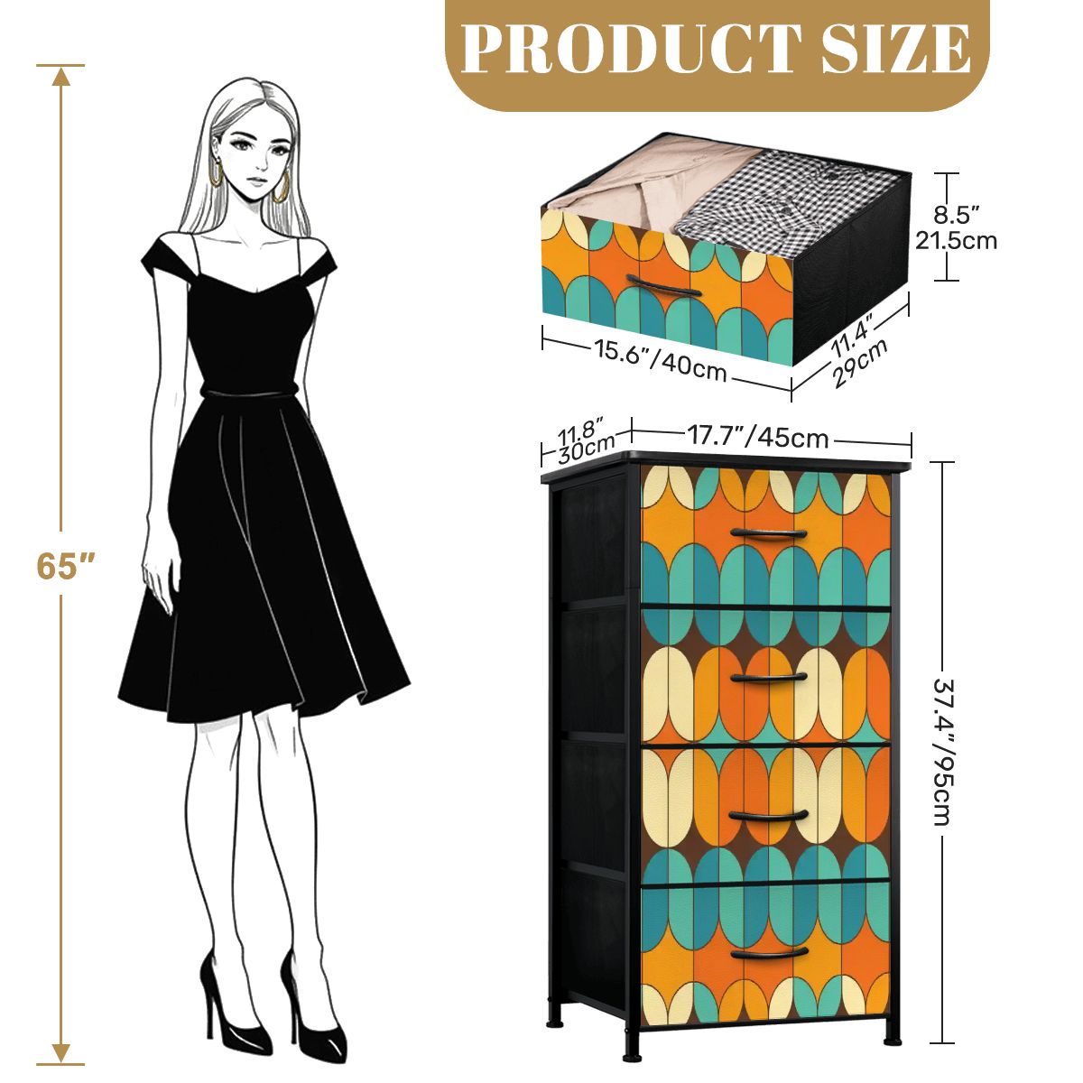Kate McEnroe New York Mid Century Modern Geometric Orange Teal DresserDressers245Dz9tVtK