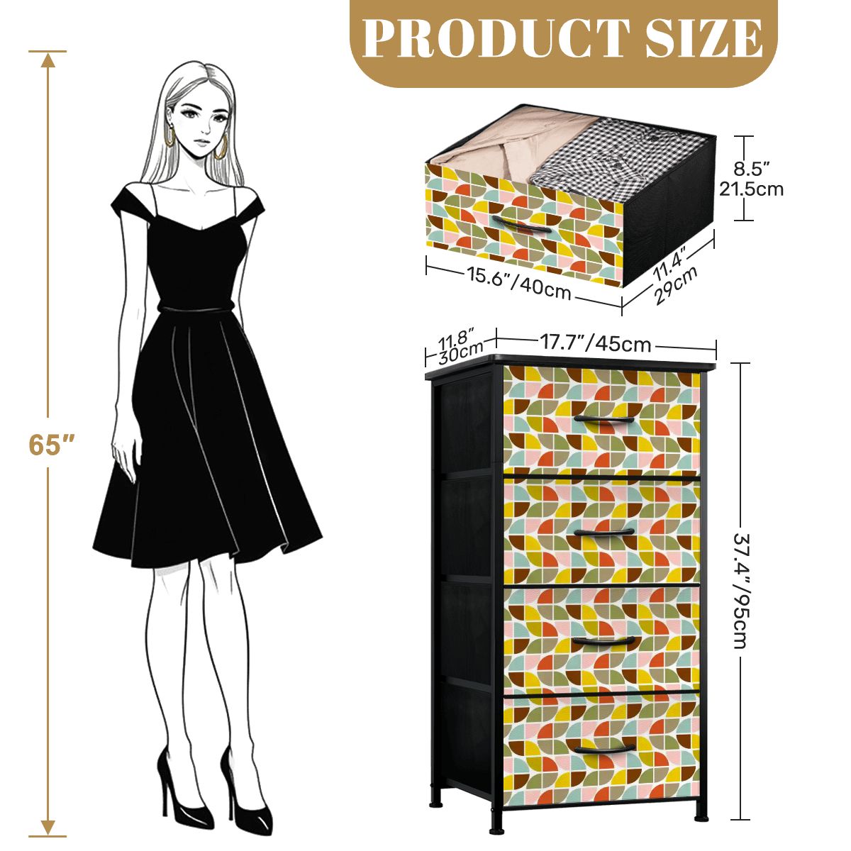 Kate McEnroe New York Mid Century Modern Geometric Retro 4 Drawer Fabric DresserDressersa16dFYFH6I