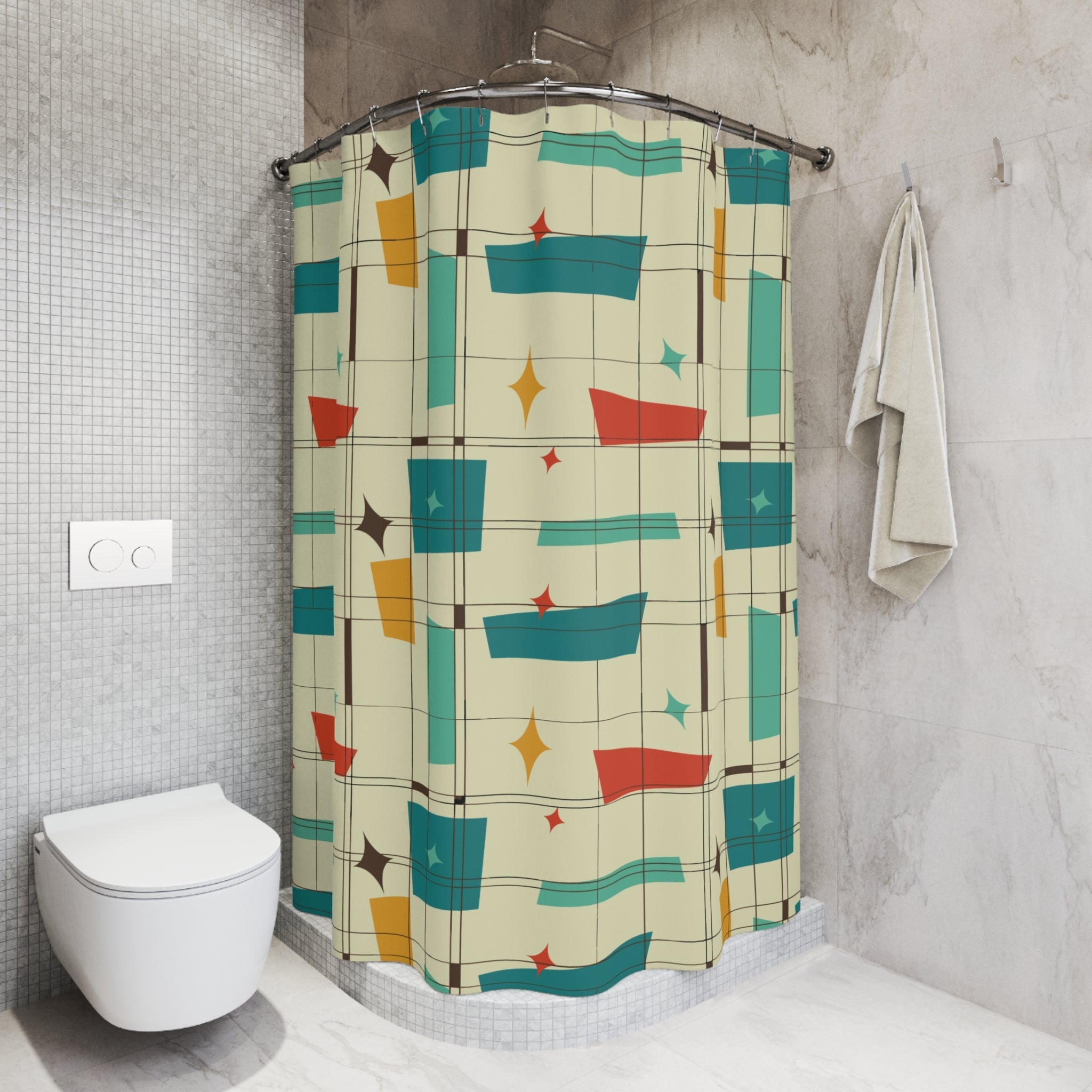 Kate McEnroe New York Mid Century Modern Geometric Shower Curtain Retro Abstract Bath DecorShower Curtains25233041450046288791