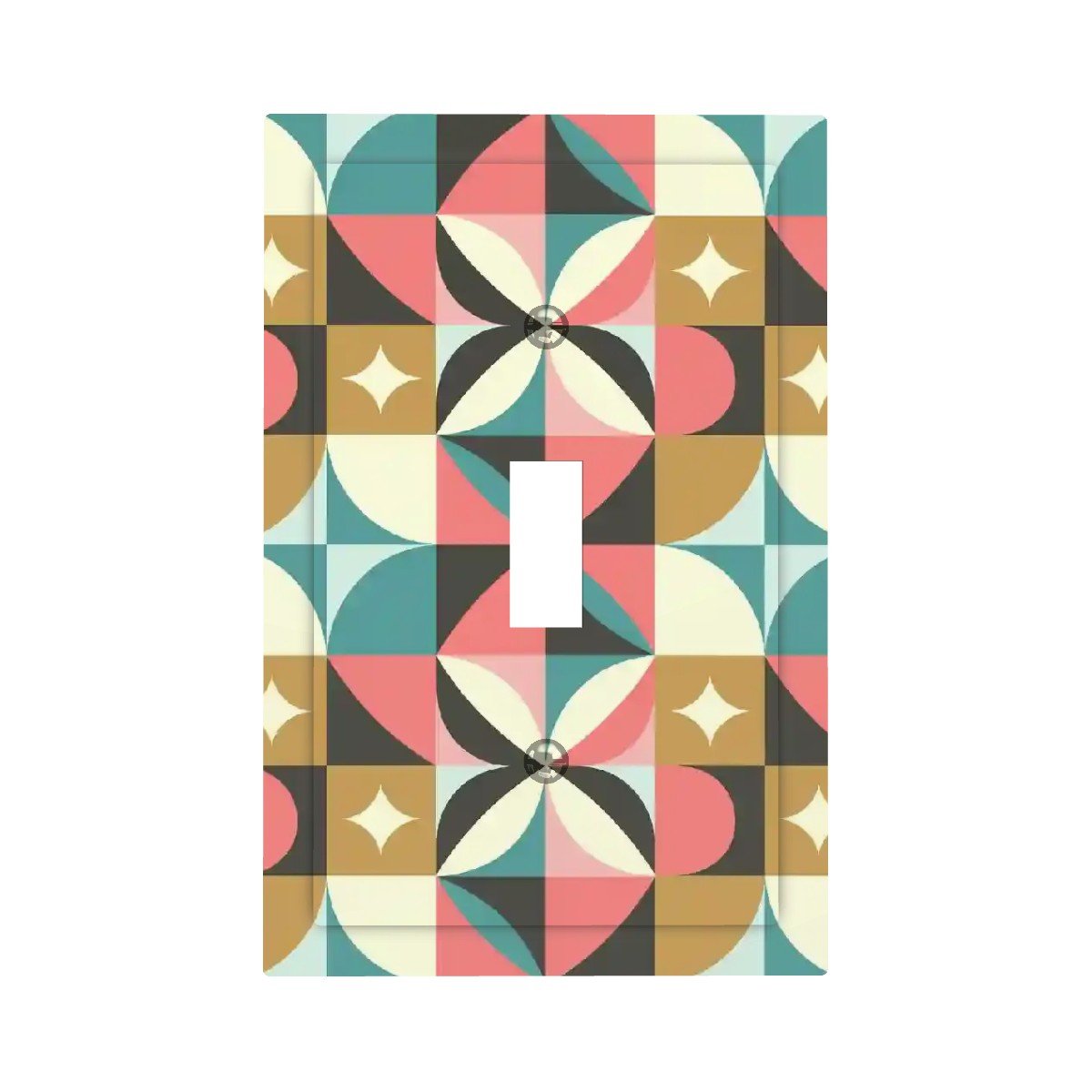 Kate McEnroe New York Mid Century Modern Geometric Switch Plate, Retro 60s Diamond Starburst Teal Pink MustardSwitch Plates5B9pCeVn0k