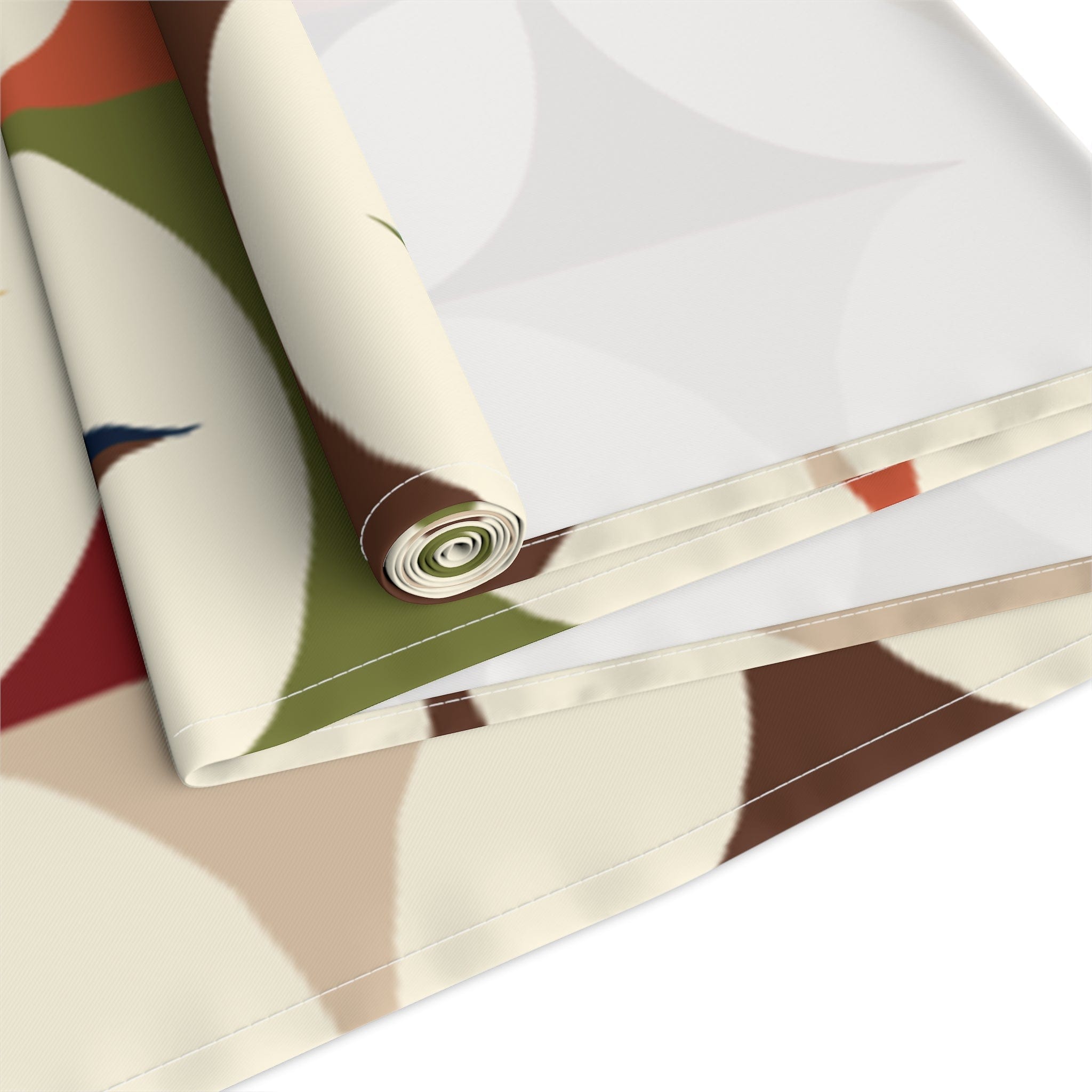 Kate McEnroe New York Mid Century Modern Geometric Table Runner, 60s Retro MCM Cream, Teal, Mustard, Rust Cotton, Poly Table LinensTable Runners10234569013370719751