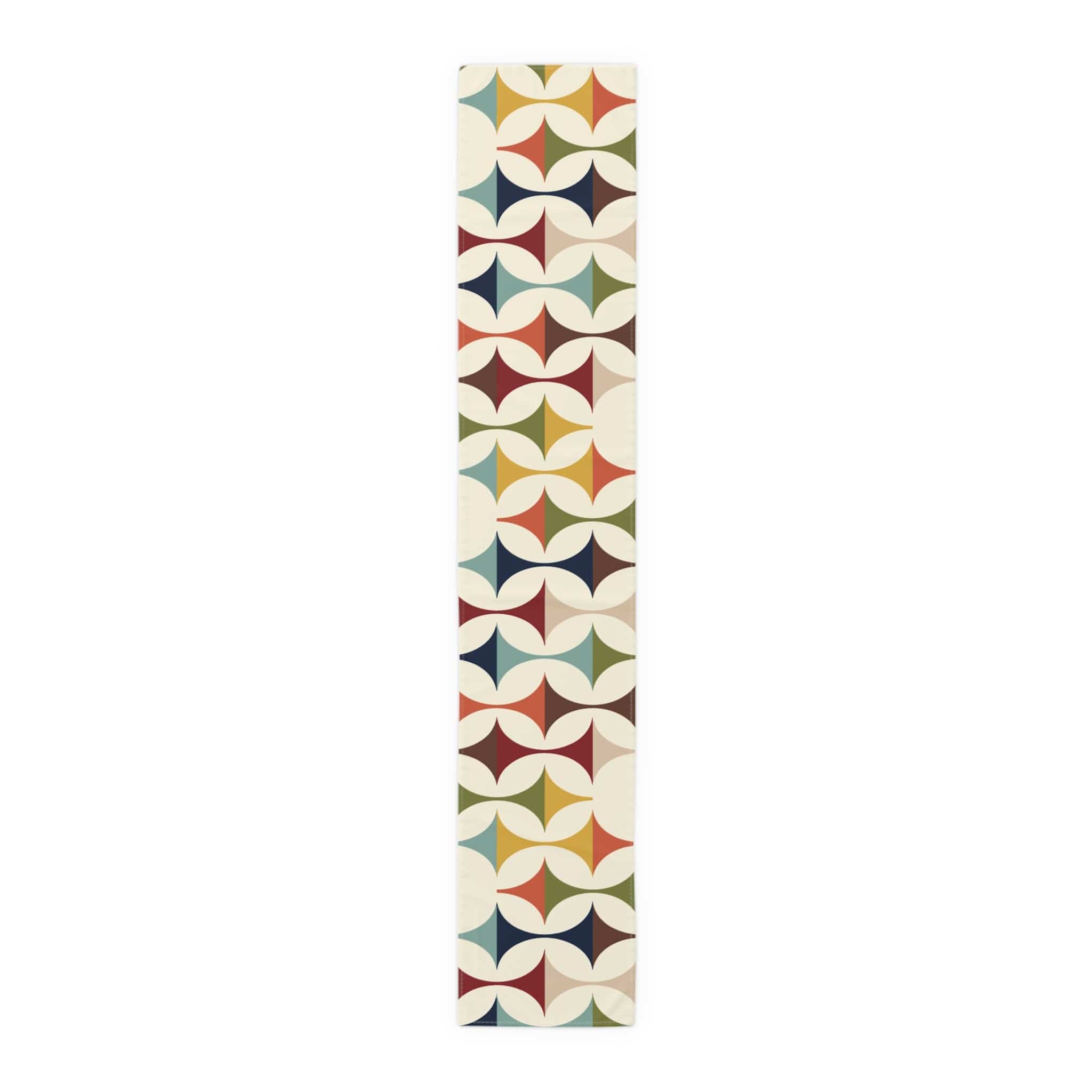 Kate McEnroe New York Mid Century Modern Geometric Table Runner, 60s Retro MCM Cream, Teal, Mustard, Rust Cotton, Poly Table LinensTable Runners20310151982747092307