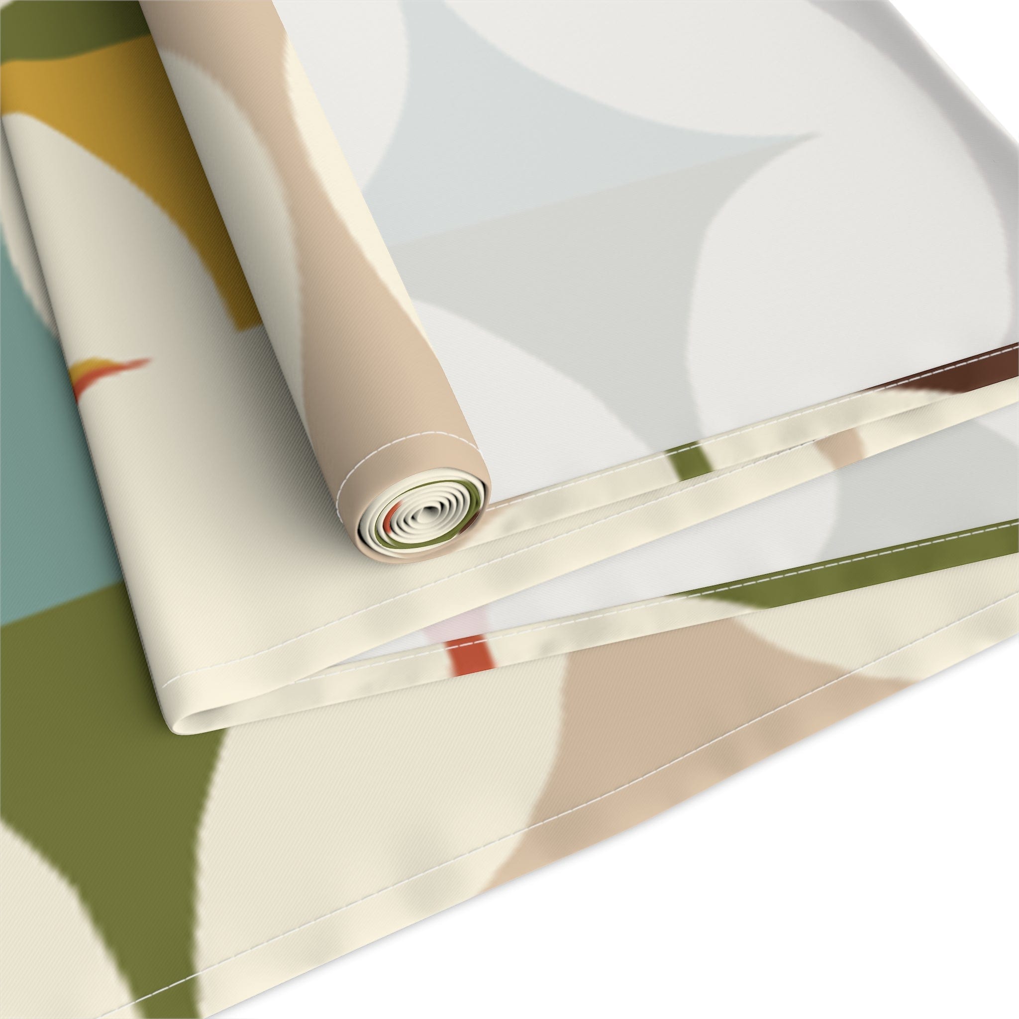 Kate McEnroe New York Mid Century Modern Geometric Table Runner, 60s Retro MCM Cream, Teal, Mustard, Rust Cotton, Poly Table LinensTable Runners20310151982747092307