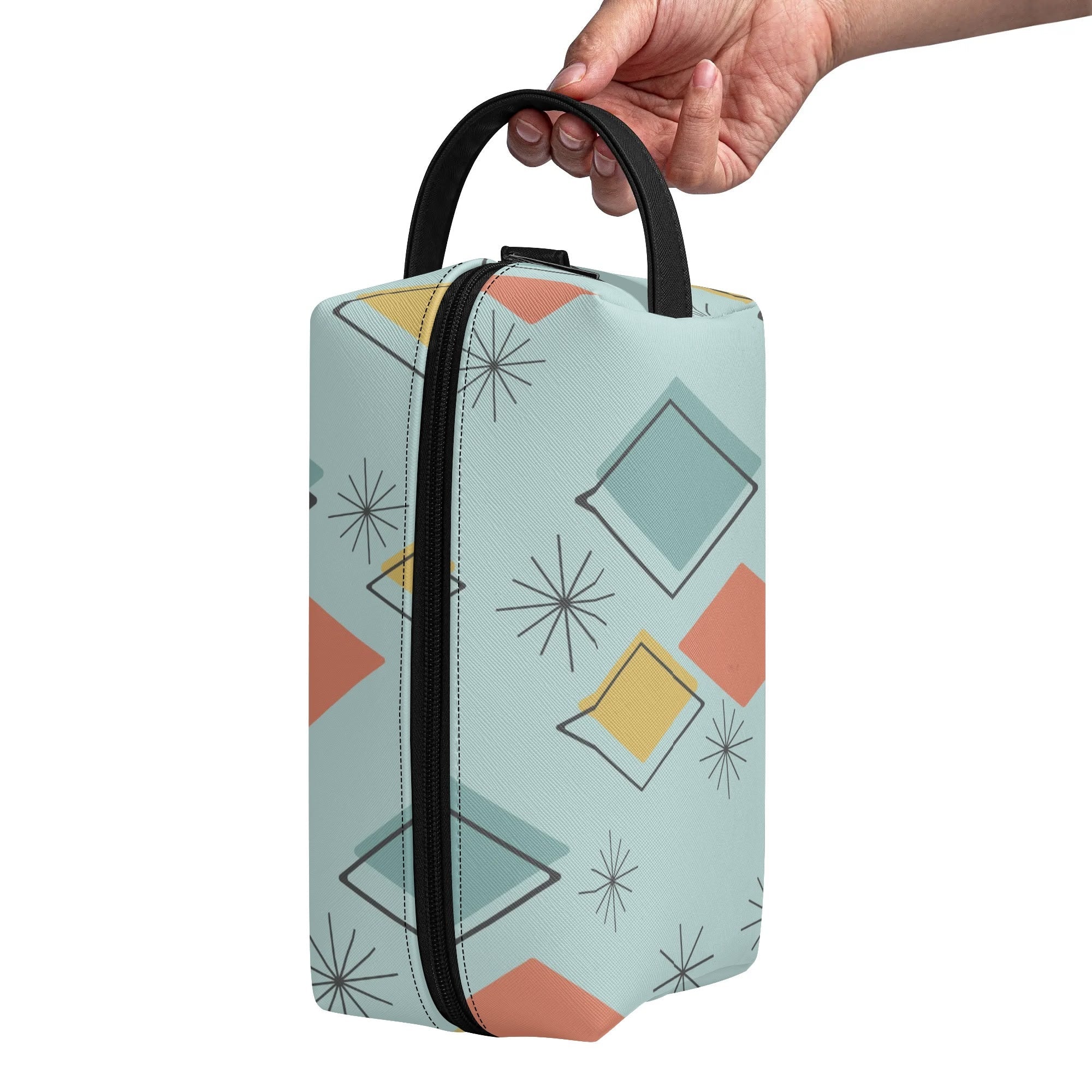 Kate McEnroe New York Mid Century Modern Geometric Toiletry Bag, Retro Travel OrganizerCosmetic & Toiletry BagsYP7KD0ZW - 2