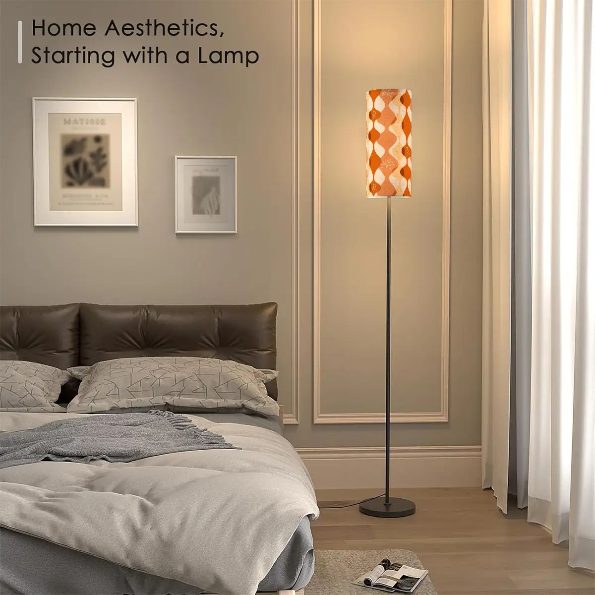 Kate McEnroe New York Mid Century Modern Geometric Tripod Floor Lamp, Retro 60s Drum ShadeSlim Floor LampsizGuiF01T1
