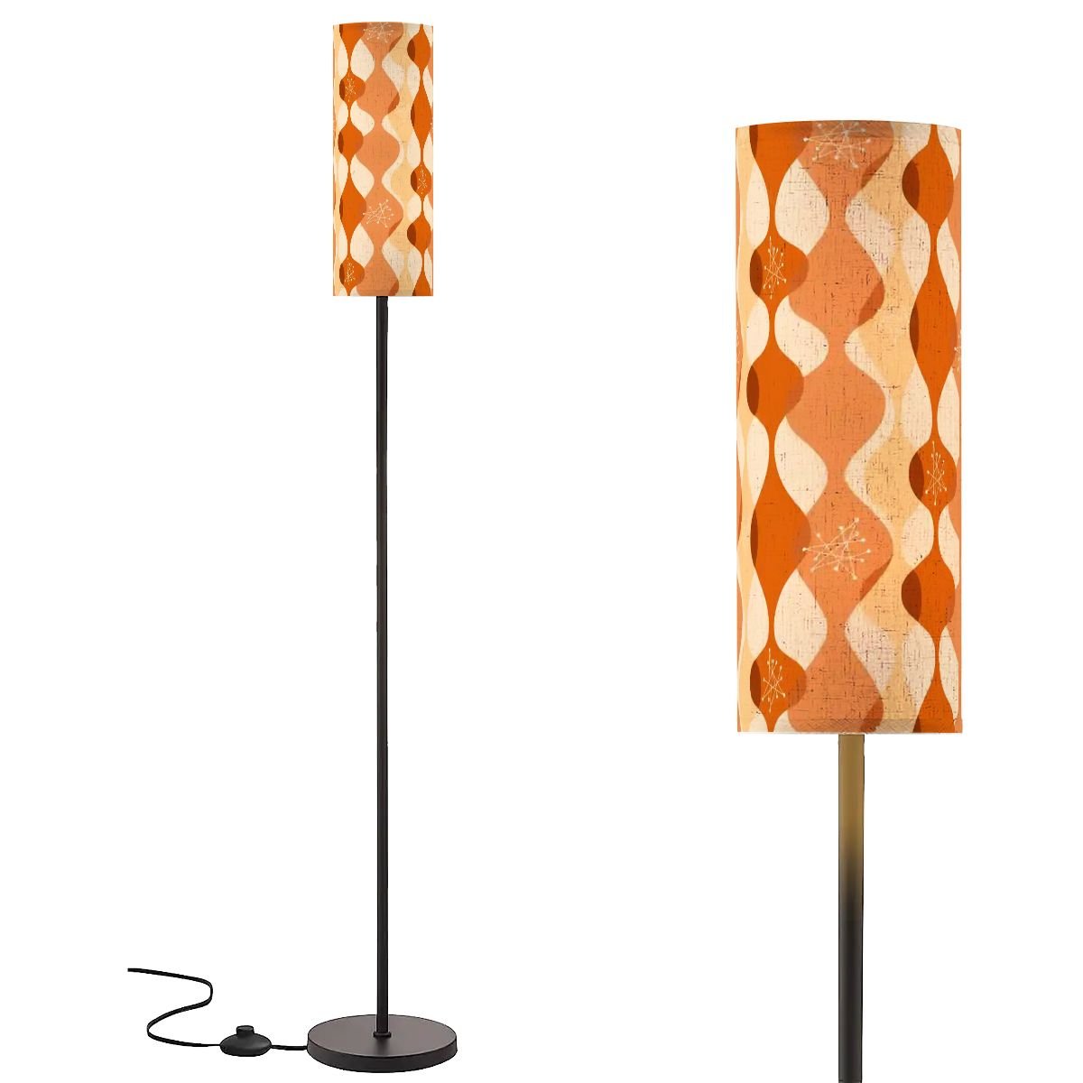 Kate McEnroe New York Mid Century Modern Geometric Tripod Floor Lamp, Retro 60s Drum ShadeSlim Floor LampsizGuiF01T1