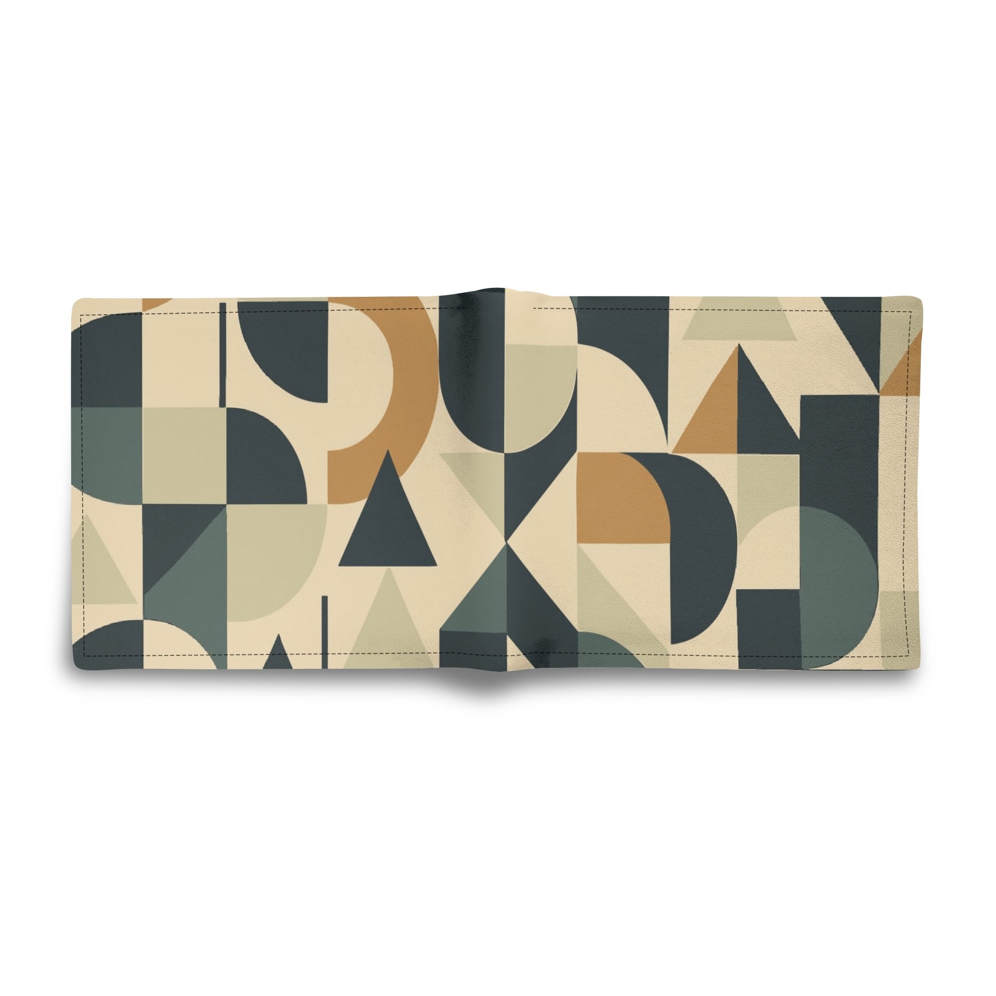 Kate McEnroe New York Mid Century Modern Geometric Wallet, Retro Beige Green Bifold Mens GiftWalletsW1KX75DN - 1