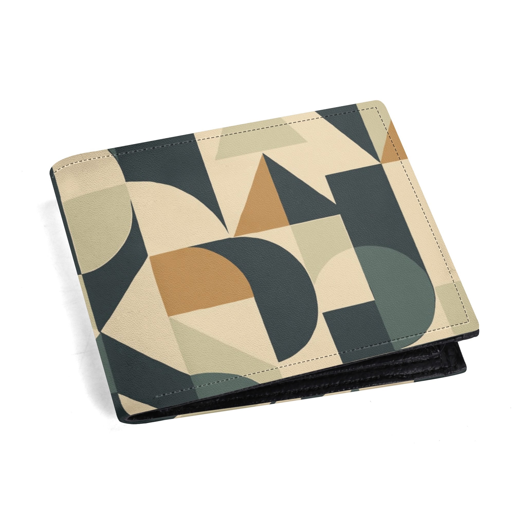 Kate McEnroe New York Mid Century Modern Geometric Wallet, Retro Beige Green Bifold Mens GiftWalletsW1KX75DN - 1