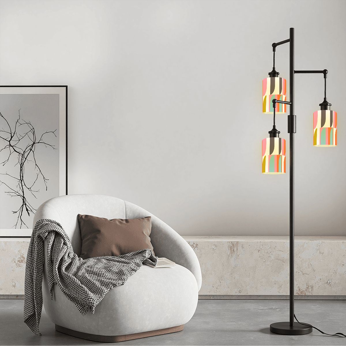 Kate McEnroe New York Mid Century Modern Glass Lamp Shade, 1950s Geometric Cylinder Light CoverLamp ShadesfGLNdDKeo7