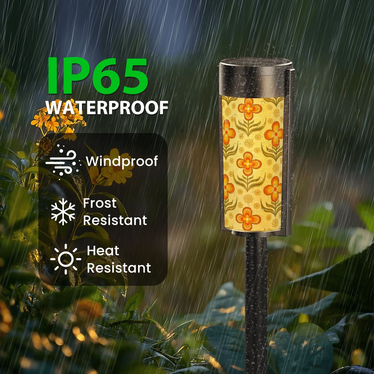 Kate McEnroe New York Mid Century Modern Groovy Floral Solar Pathway Lights Set of 4, Retro Scandi Outdoor DecorSolar Garden Stake LightsgQQ6UdSIXl