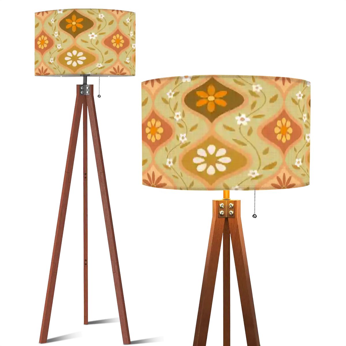 Kate McEnroe New York Mid Century Modern Groovy Flower Power Tripod Floor Lamp, Retro 70s Floral Accent LightingTripod Floor LampsLlBlQXLk03