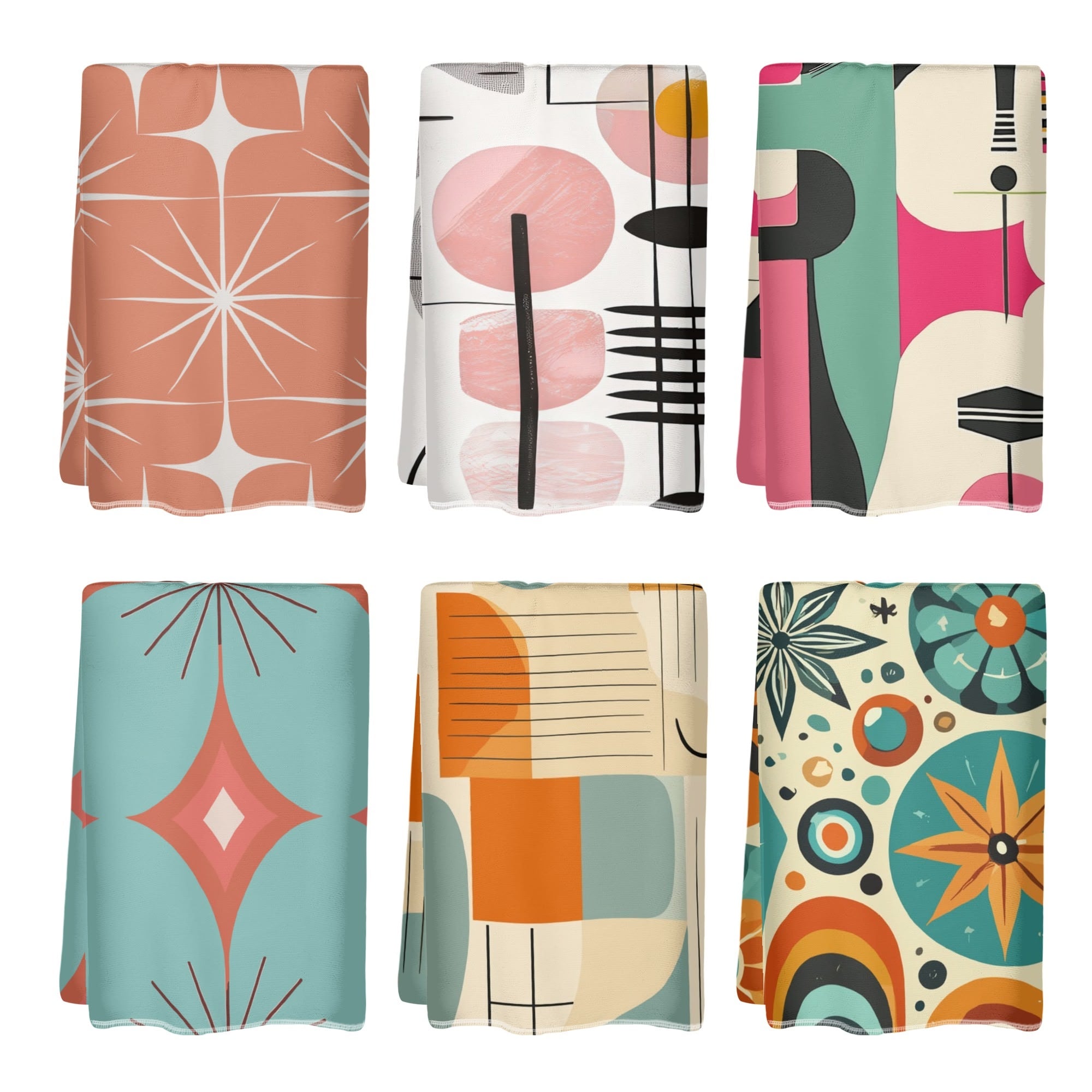 Kate McEnroe New York Mid Century Modern Hand Towels, Retro Atomic Starburst, Mod Geometric Boho Chic Bathroom DecorHand TowelsN4MR925W - 1