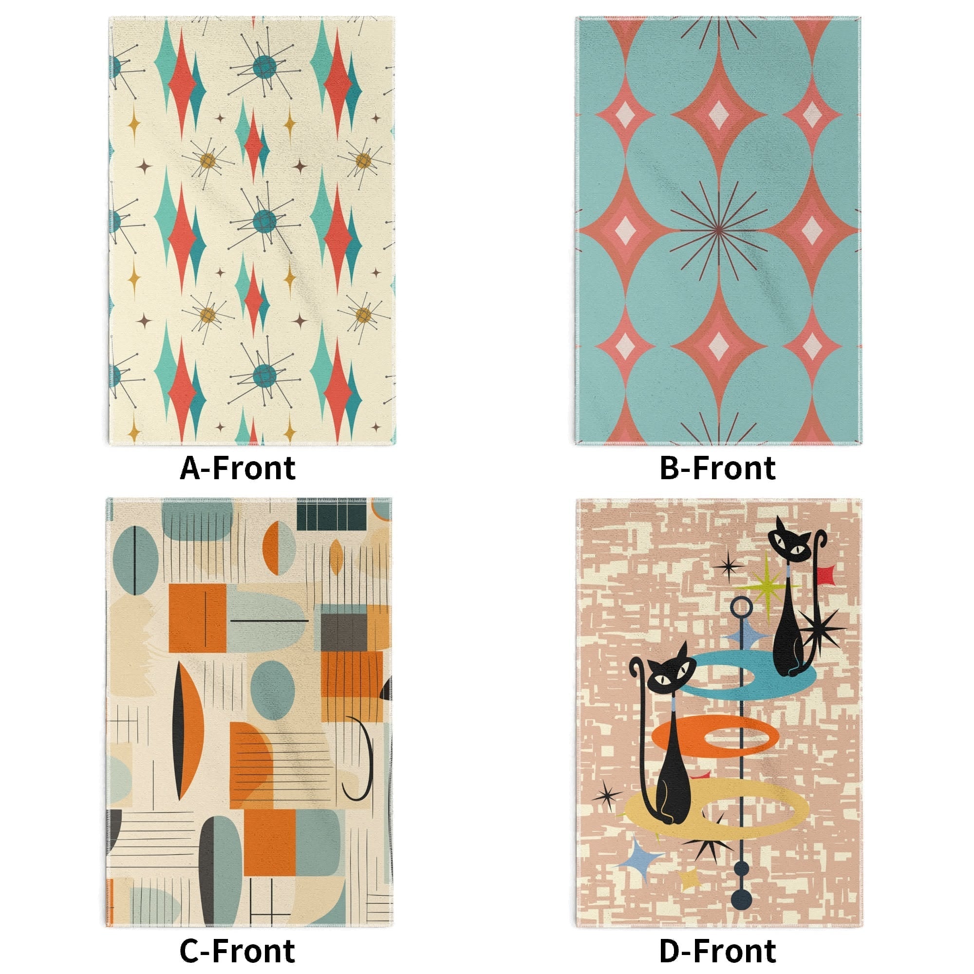 Kate McEnroe New York Mid Century Modern Hand Towels, Retro Starburst Atomic Cat Bath LinensHand TowelsWX17ZX7W-1