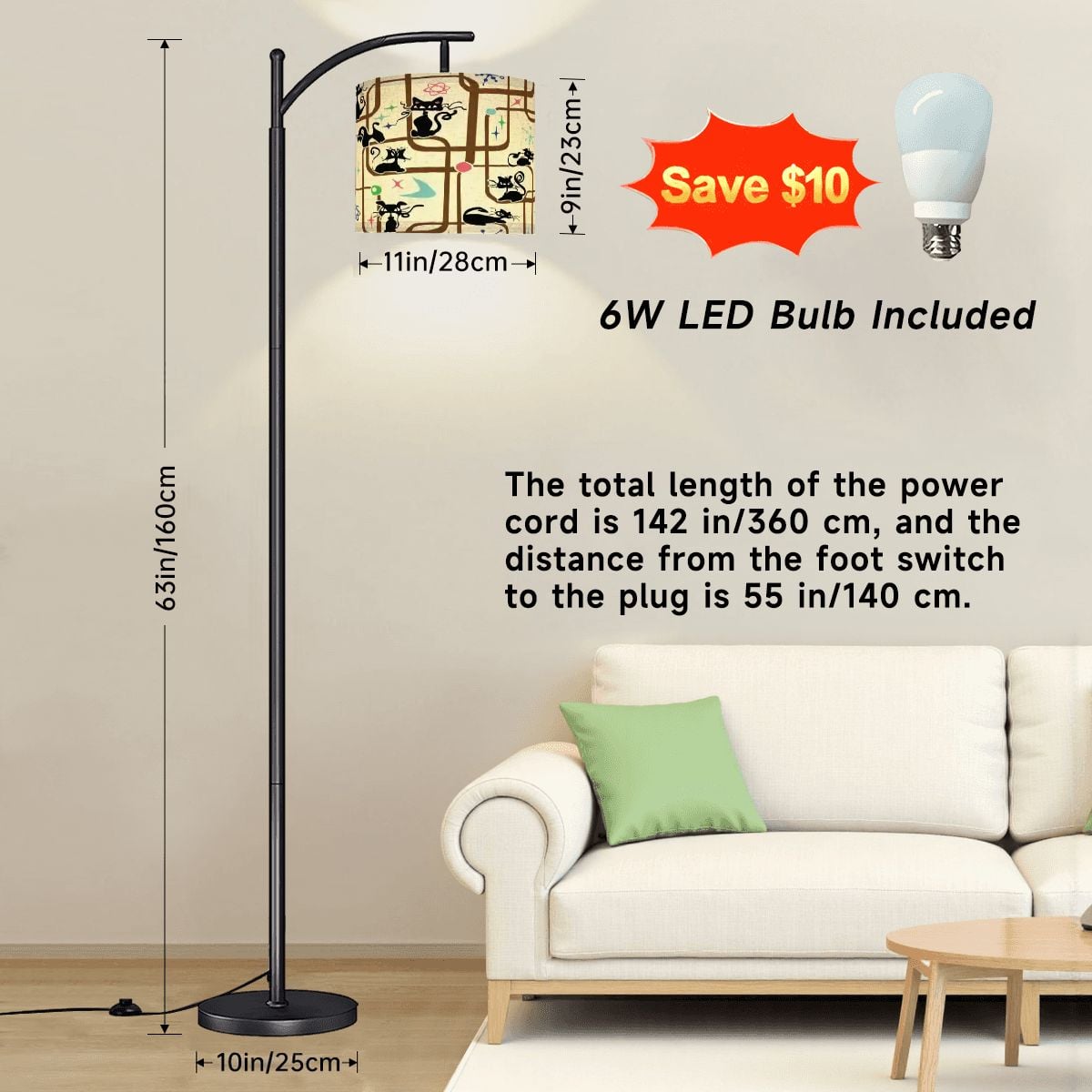 Kate McEnroe New York Mid Century Modern Kitschy Atomic Cat Geometric Arc Floor LampsArc Floor LampskLoVxgz5iE