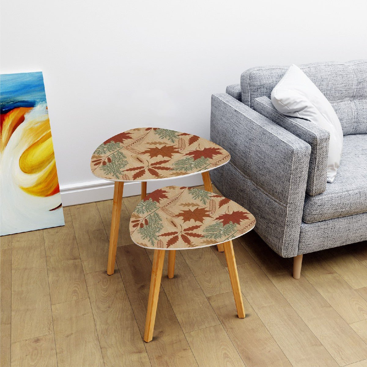 Kate McEnroe New York Mid Century Modern Leaf Nesting Tables, Retro Autumn Accent FurnitureNesting TablesA1F6u6OZVM