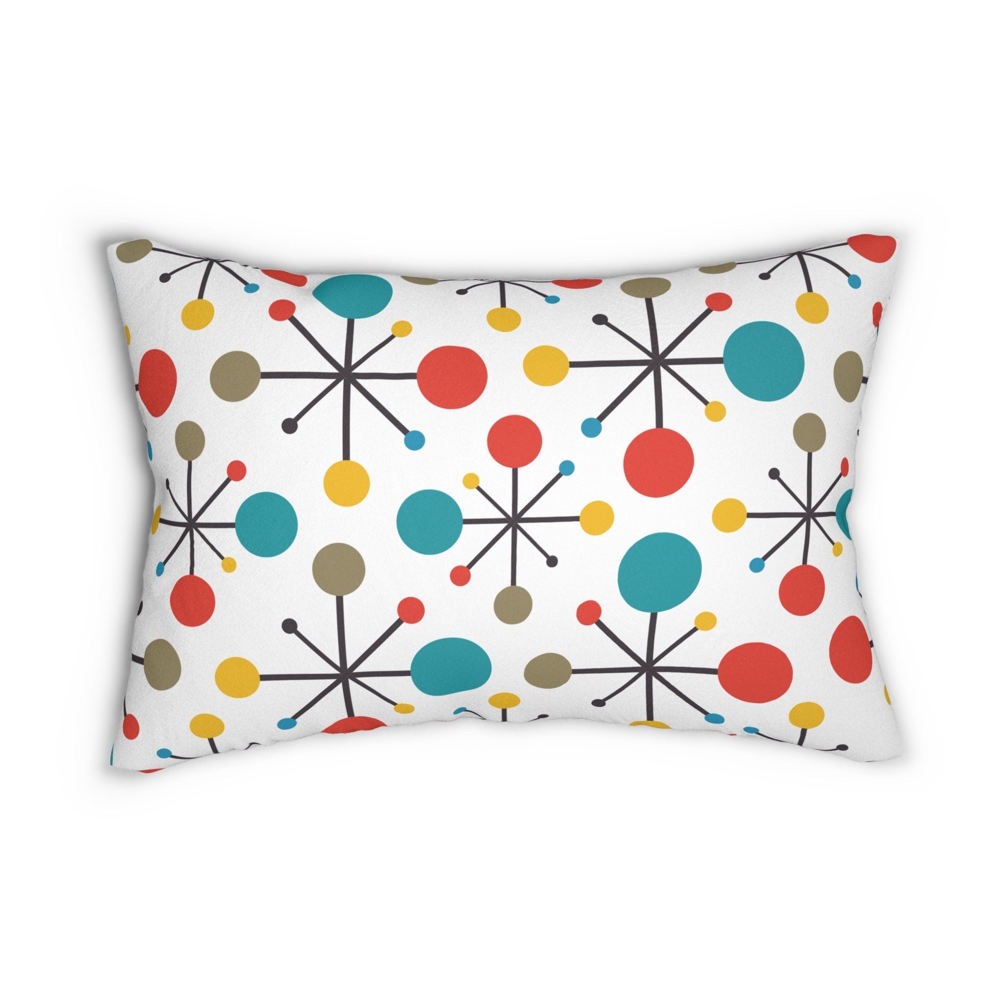 Kate McEnroe New York Mid - Century Modern Lumbar Pillow, Retro Atomic Design, Vibrant Sputnik Throw CushionLumbar Pillows33665703903221069983