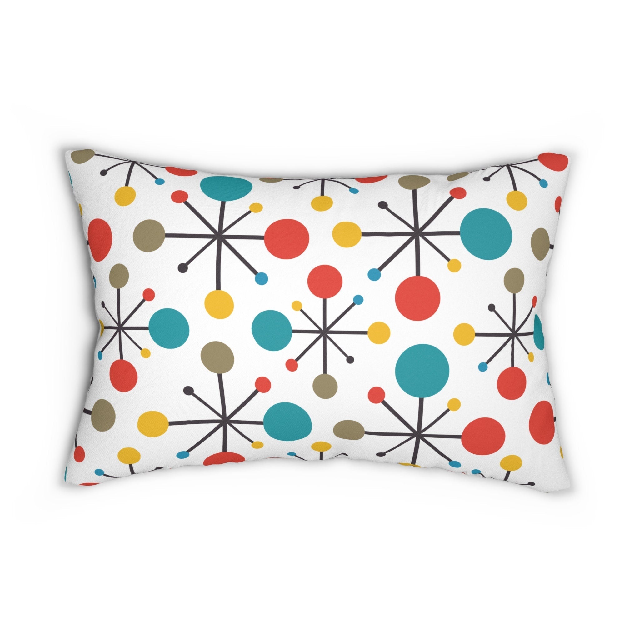 Kate McEnroe New York Mid - Century Modern Lumbar Pillow, Retro Atomic Design, Vibrant Sputnik Throw CushionLumbar Pillows33665703903221069983
