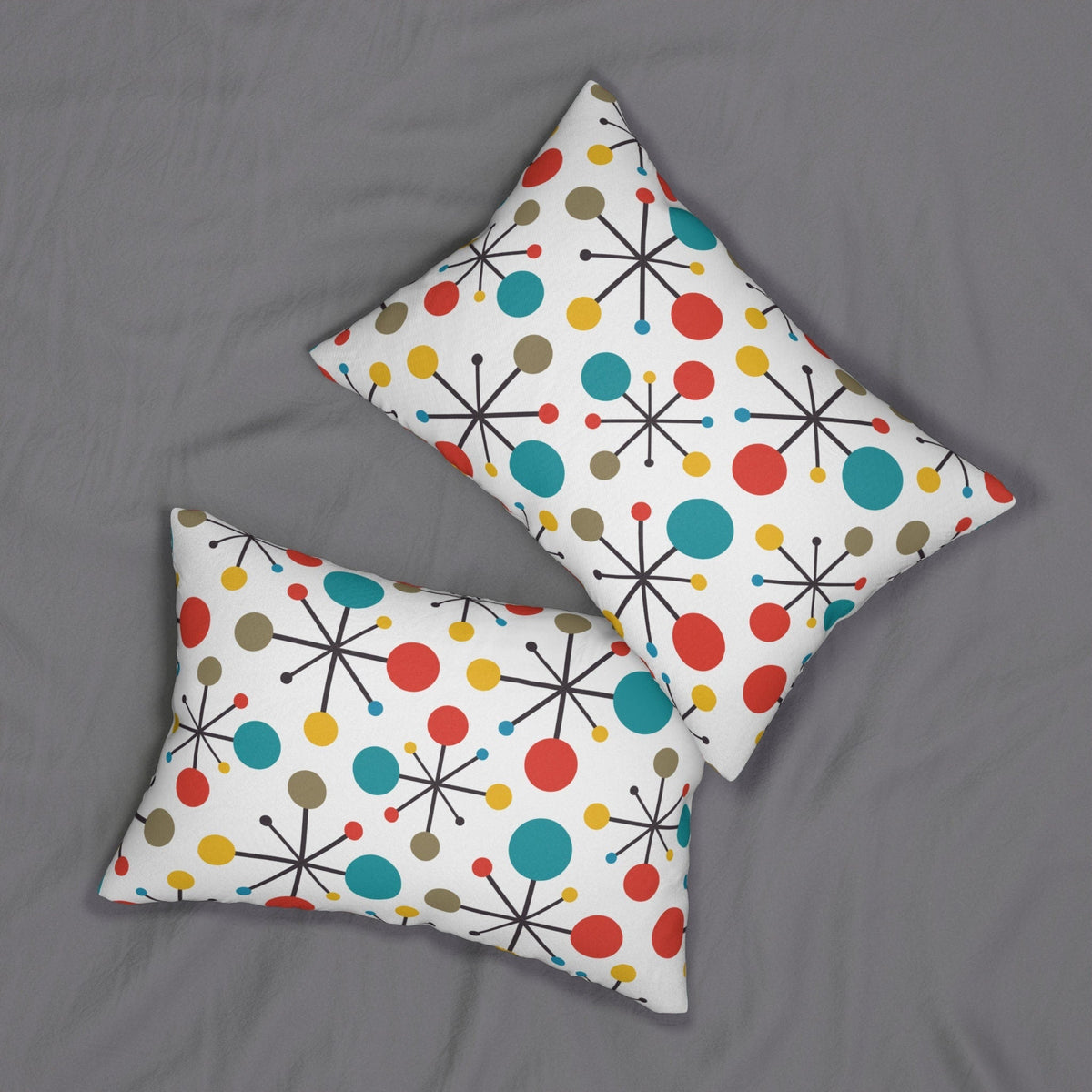 Kate McEnroe New York Mid - Century Modern Lumbar Pillow, Retro Atomic Design, Vibrant Sputnik Throw CushionLumbar Pillows33665703903221069983