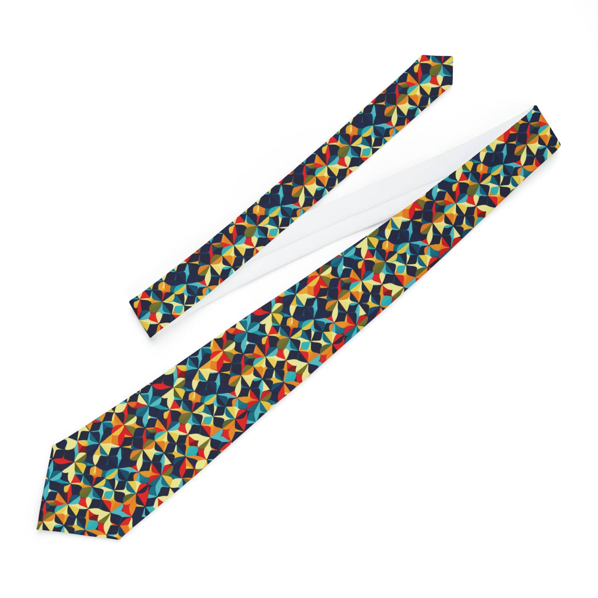 Kate McEnroe New York Mid Century Modern Necktie, Retro Red, Blue & Yellow Geometric Print, Vintage - Style Mens Fashion TieNeckties53542251836670118586