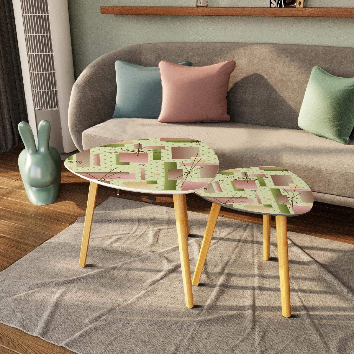 Kate McEnroe New York Mid Century Modern Nesting Tables, Retro Atomic Starburst Coffee Tables, Geometric 50s Accent FurnitureNesting TablesbDhUuvH2W8