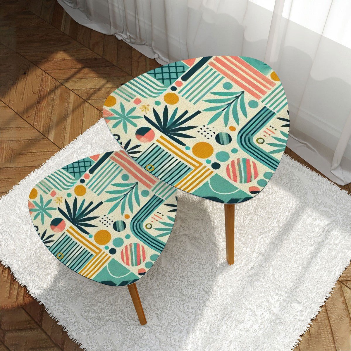 Kate McEnroe New York Mid Century Modern Nesting Tables, Retro Palm Springs Atomic Accent, Mod Geometric BohoNesting TablesTGNYslkQGS