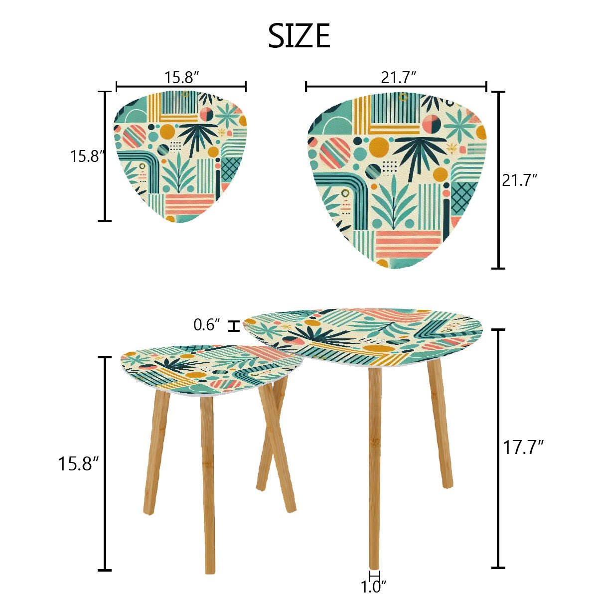 Kate McEnroe New York Mid Century Modern Nesting Tables, Retro Palm Springs Atomic Accent, Mod Geometric BohoNesting TablesTGNYslkQGS