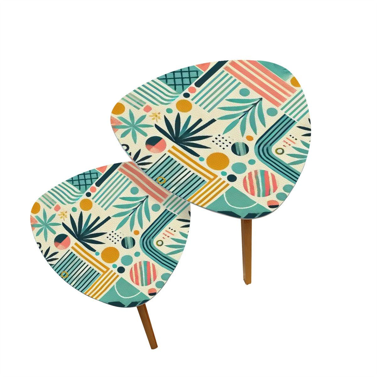 Kate McEnroe New York Mid Century Modern Nesting Tables, Retro Palm Springs Atomic Accent, Mod Geometric BohoNesting TablesTGNYslkQGS