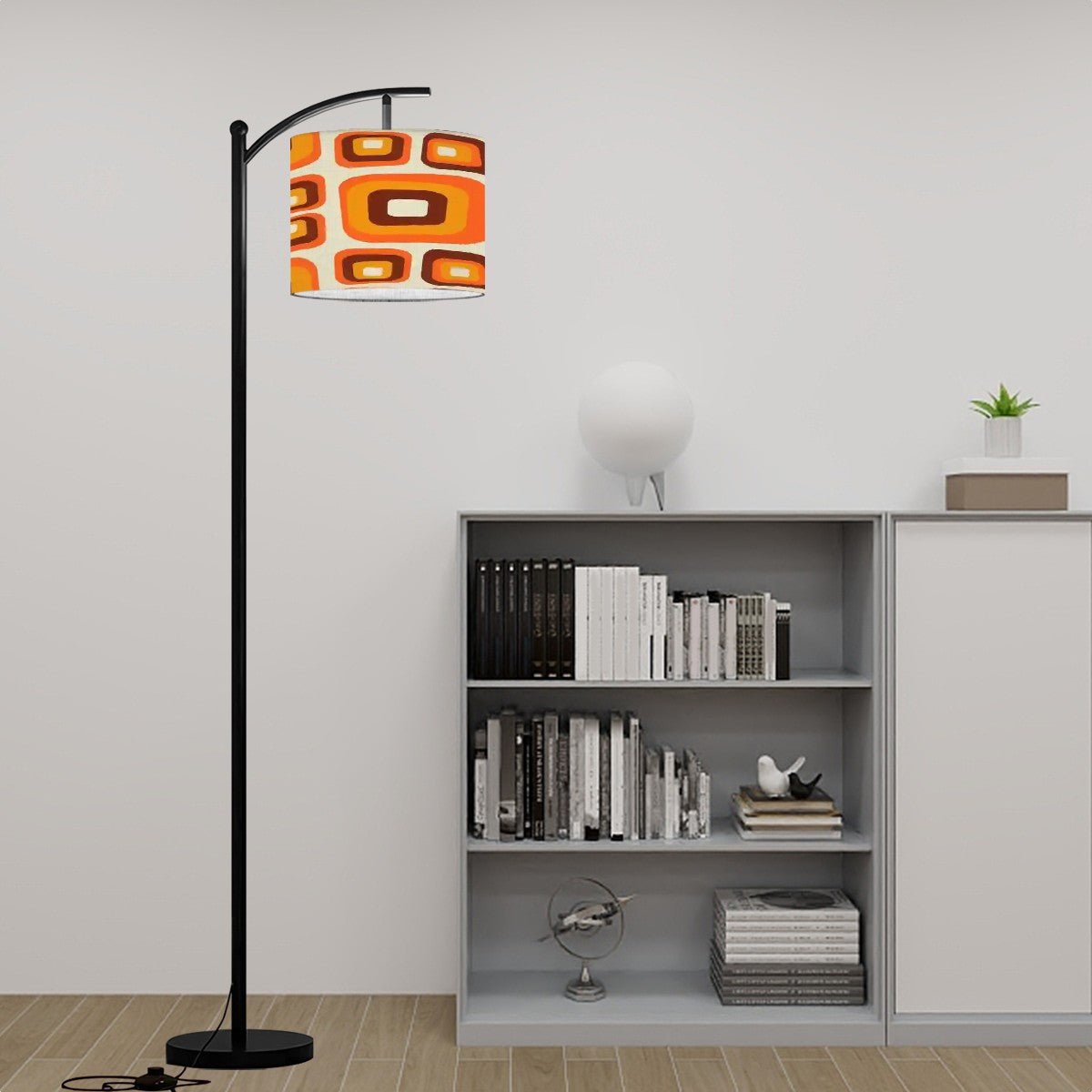 Kate McEnroe New York Mid Century Modern Orange Brown 60s 70s Geometric Arc Floor LampFloor LampsnPnWz9BkUS