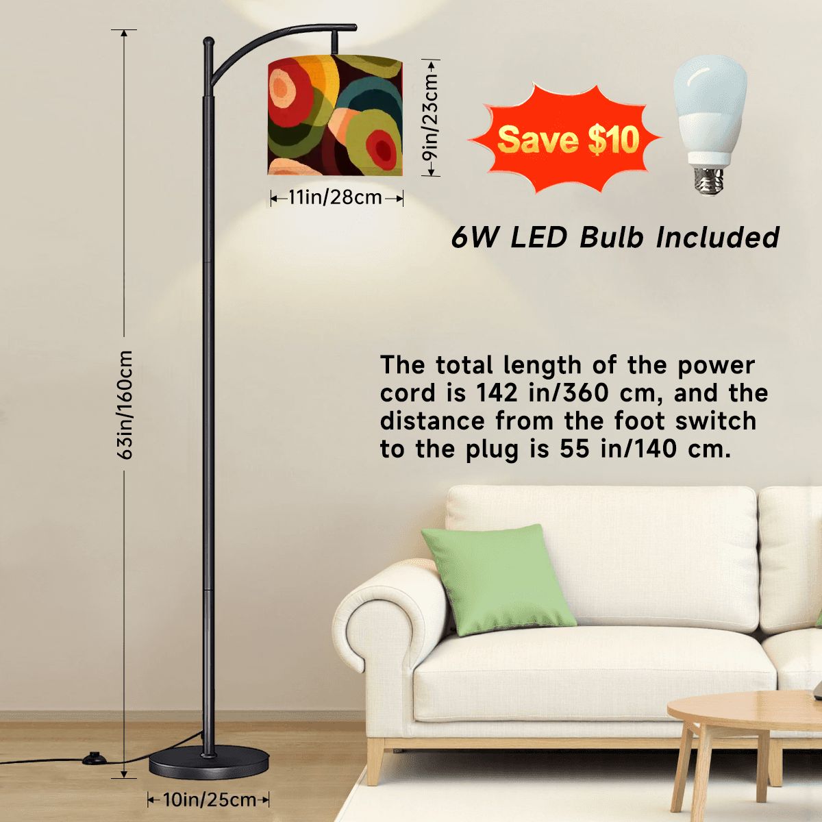 Kate McEnroe New York Mid Century Modern Orb Arc Lamp, Retro MCM Standing Light, Abstract Groovy Floor Lamp, Vintage Mod Lighting FixtureFloor LampsbygAuGNmuw