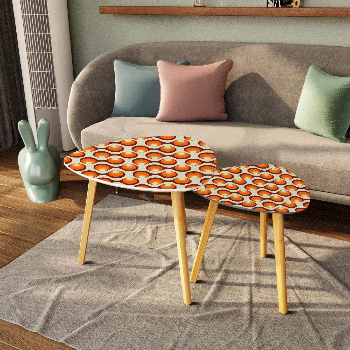 Kate McEnroe New York Mid Century Modern Orb Nesting Tables, Retro Teardrop Accent Tables, 60s Geometric Atomic Age Side Table Set, Vintage MCM FurnitureAccent TableseMGkwhpBLm