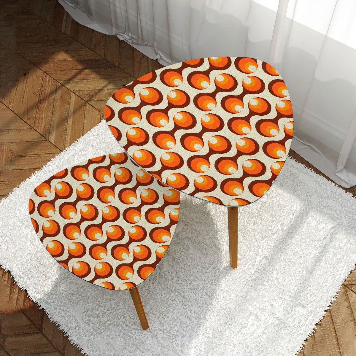 Kate McEnroe New York Mid Century Modern Orb Nesting Tables, Retro Teardrop Accent Tables, 60s Geometric Atomic Age Side Table Set, Vintage MCM FurnitureAccent TableseMGkwhpBLm