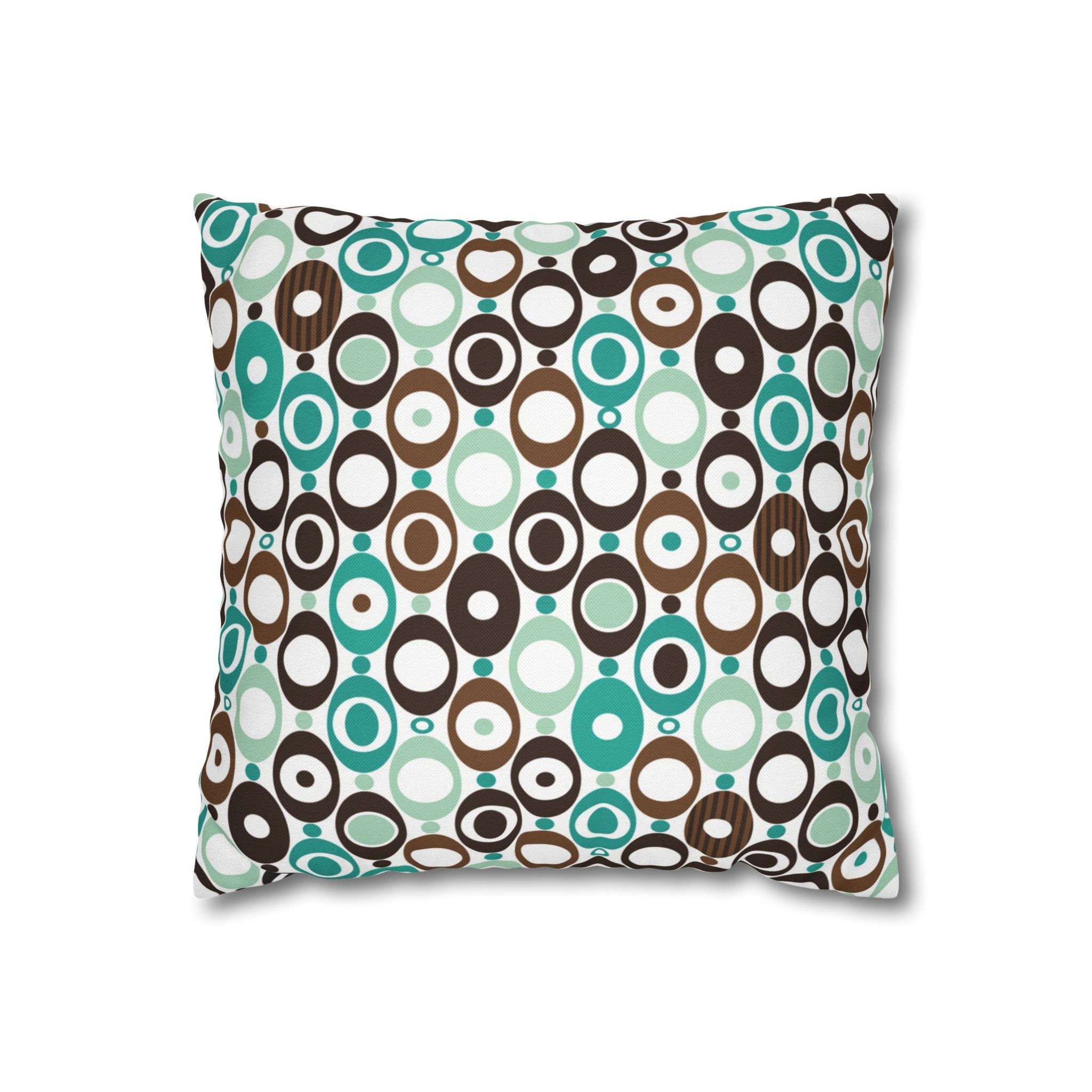 Kate McEnroe New York Mid Century Modern Orb Throw Pillow Cover, Retro Teal Brown 50s Style Cushion CoverThrow Pillow Covers25140729851898426357