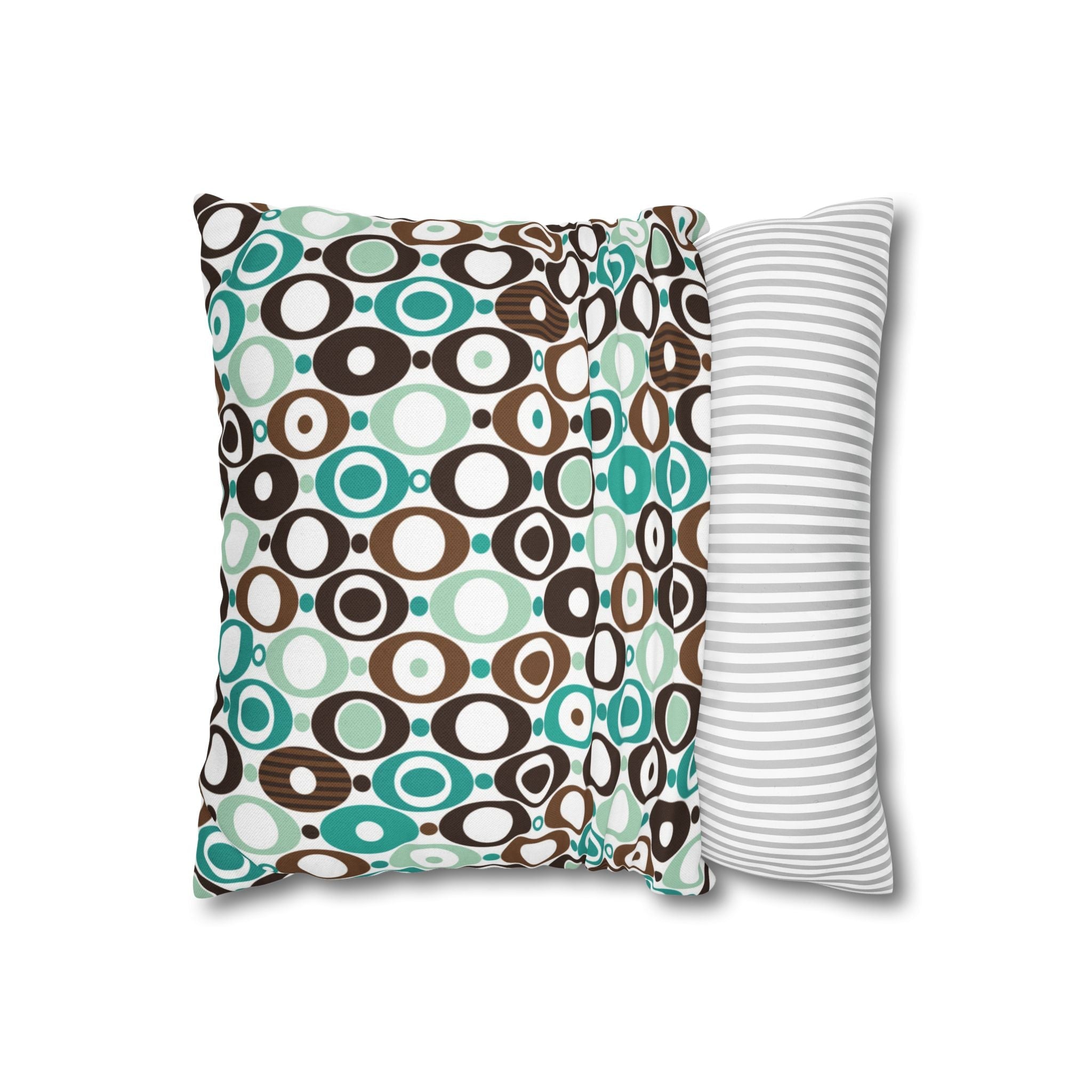 Kate McEnroe New York Mid Century Modern Orb Throw Pillow Cover, Retro Teal Brown 50s Style Cushion CoverThrow Pillow Covers25554266625483008555