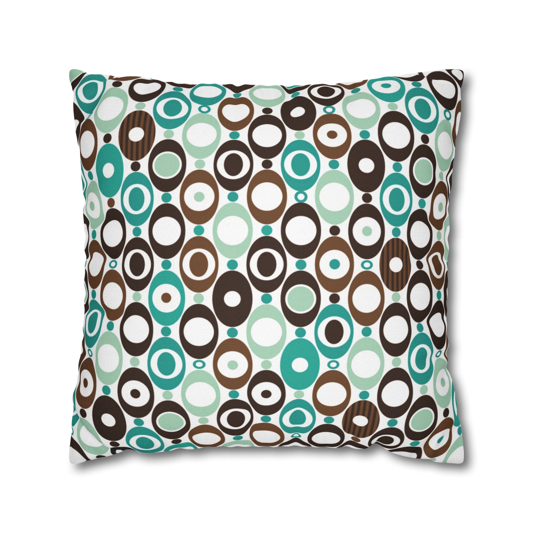 Kate McEnroe New York Mid Century Modern Orb Throw Pillow Cover, Retro Teal Brown 50s Style Cushion CoverThrow Pillow Covers25554266625483008555